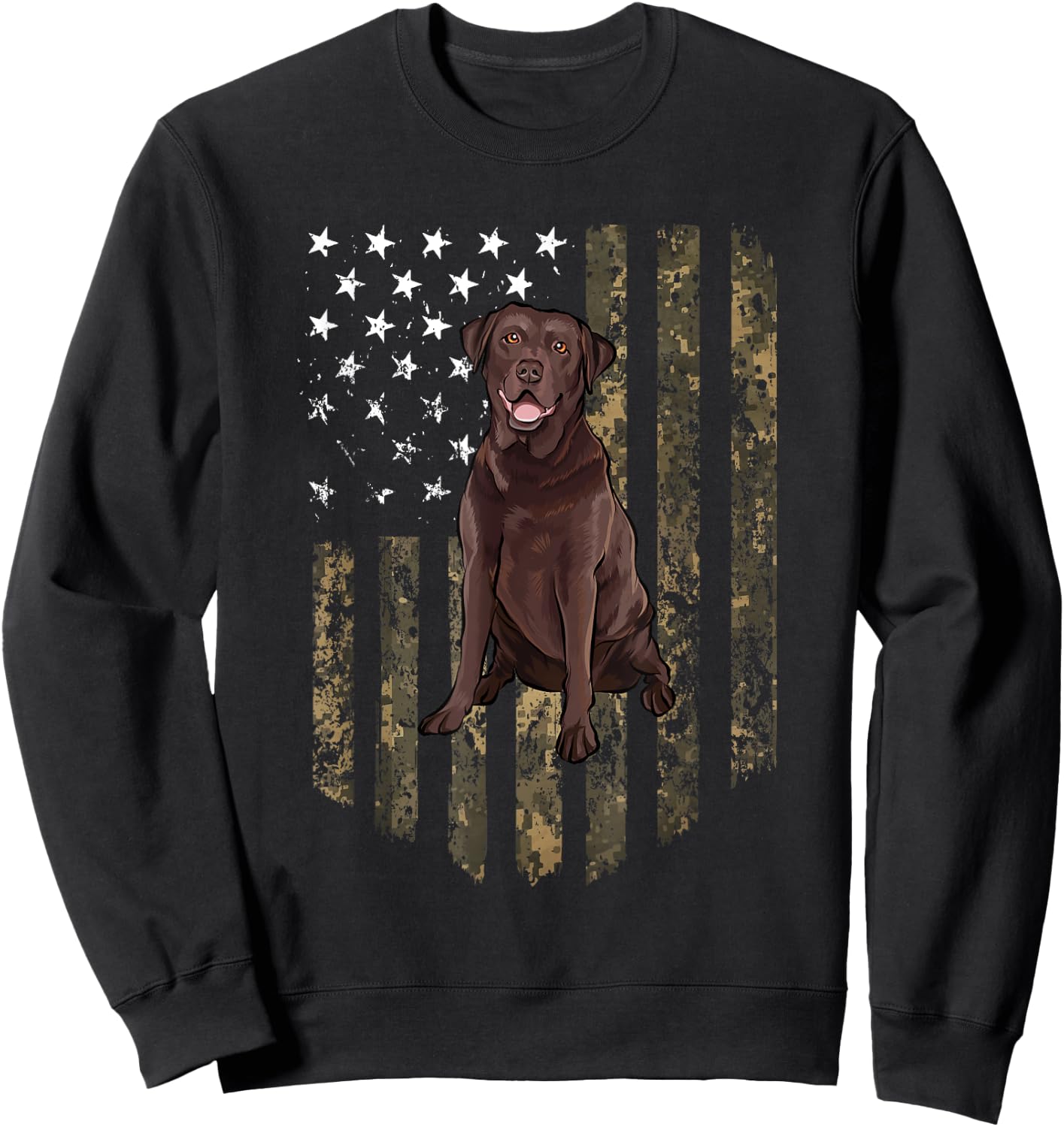 Camo American Flag Chesapeake Bay Retriever 4th Of July USA Sweatshirt - Sweatshirt | Black