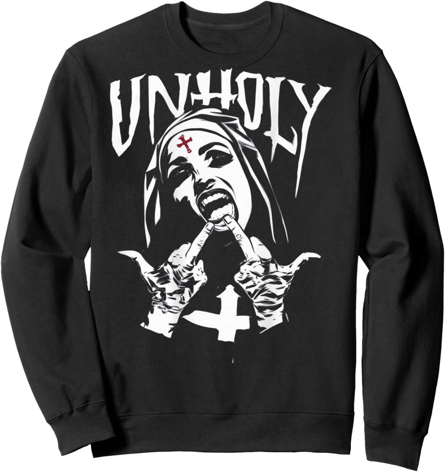 Provocative and Expressive - Rebellious Fashion UNHOLY Sweatshirt - Sweatshirt | Black