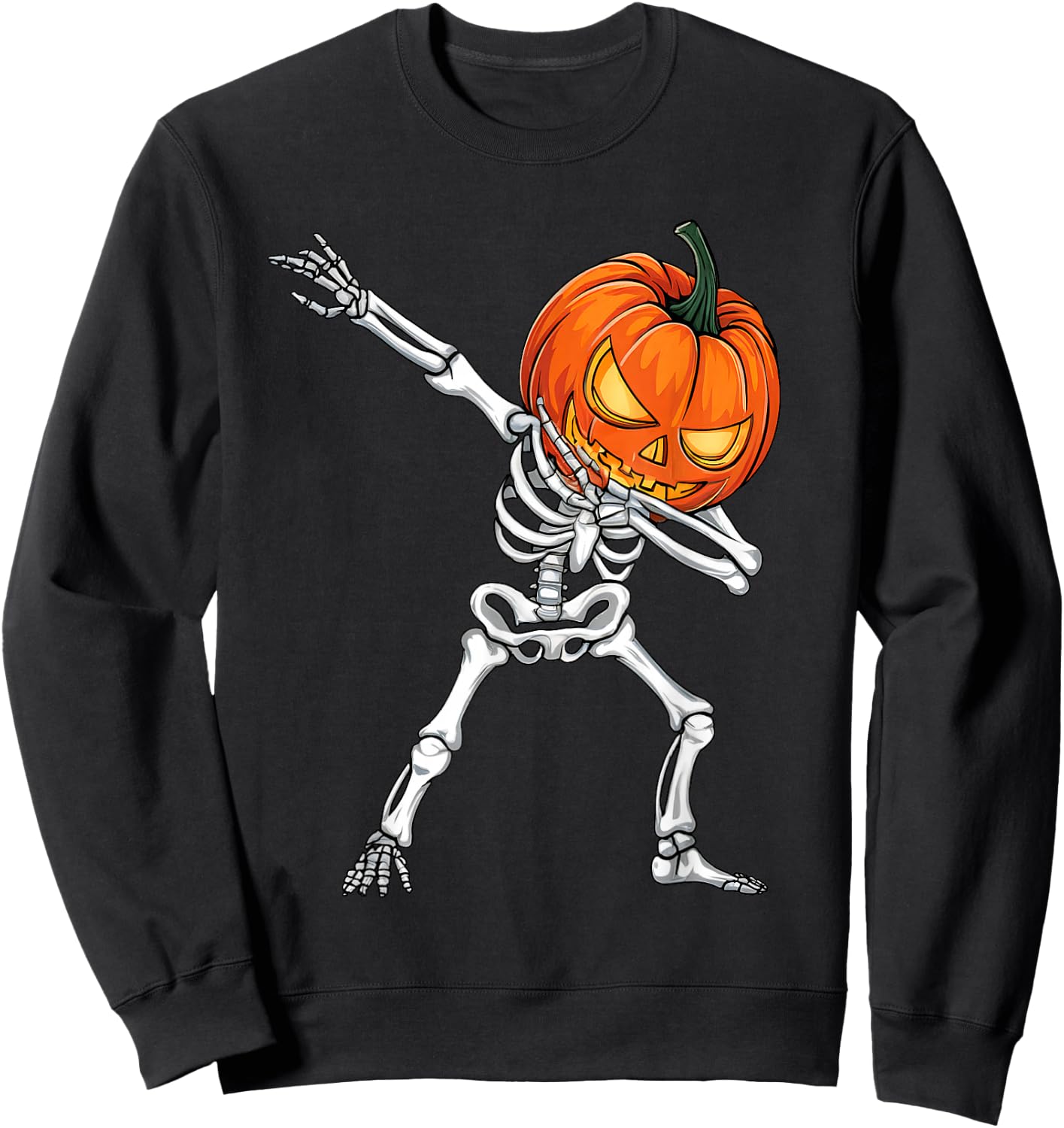 Dabbing Pumpkin Skeleton Halloween Dab Boys Teen Toddler Kid Sweatshirt - Sweatshirt | Black