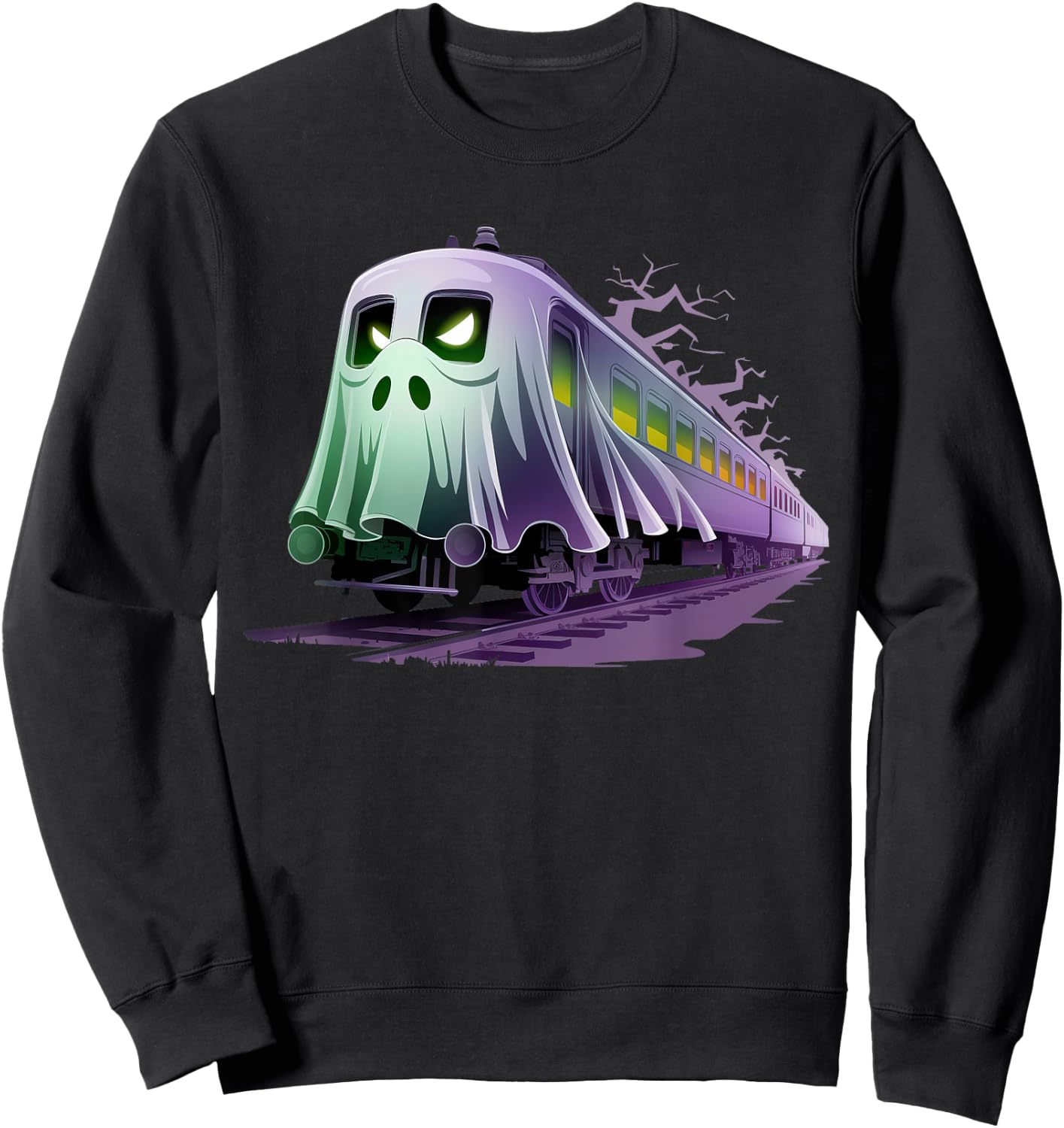 Scary Train Ghost Railroad Funny Halloween Boys Kids Sweatshirt - Sweatshirt | Black