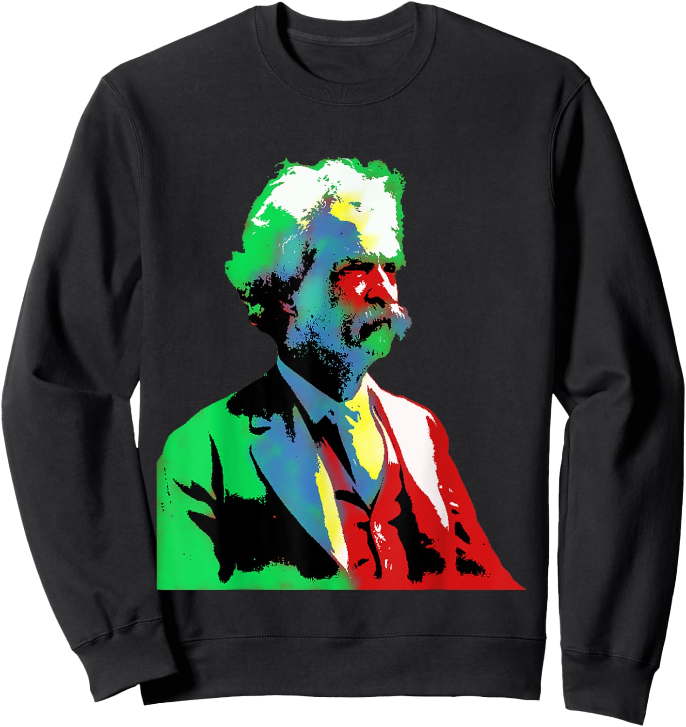 Mark Twain Colorful Old Gentleman Fun Art Sweatshirt - Sweatshirt | Black
