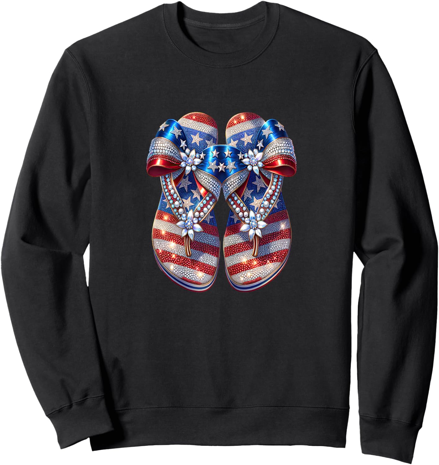 Patriotic USA Pride Red White Blue American Flag Design Sweatshirt - Sweatshirt | Black