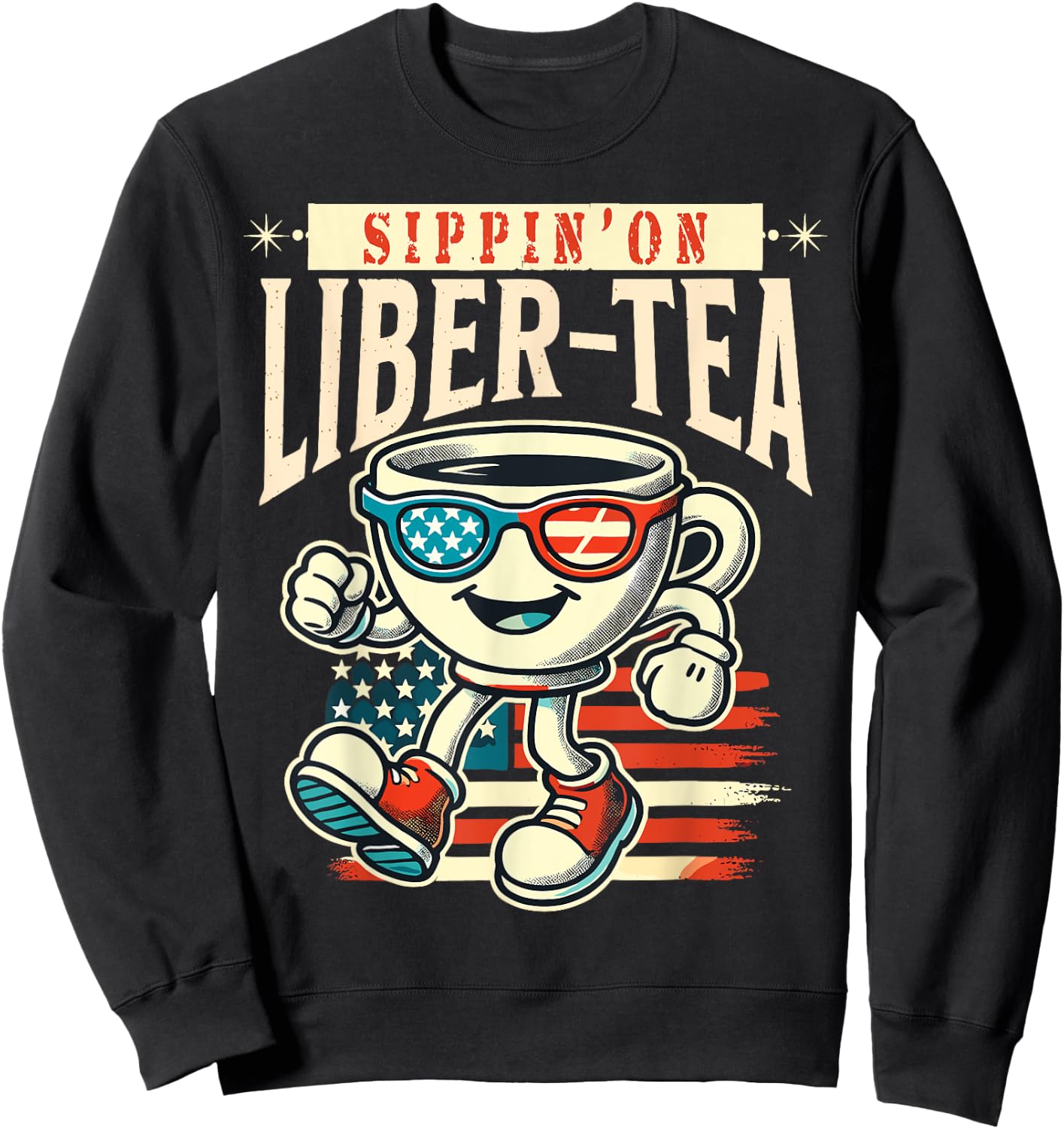 Sippin' On Liber-Tea Retro Vintage Design Sweatshirt - Sweatshirt | Black