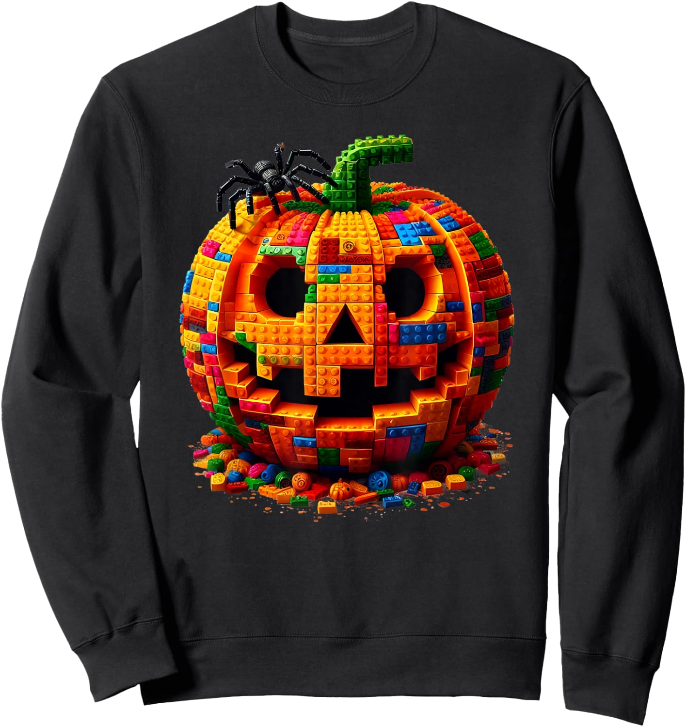 Halloween Master Builder Pumpkin Kids Building Blocks Bricks Sweatshirt - Sweatshirt | Black
