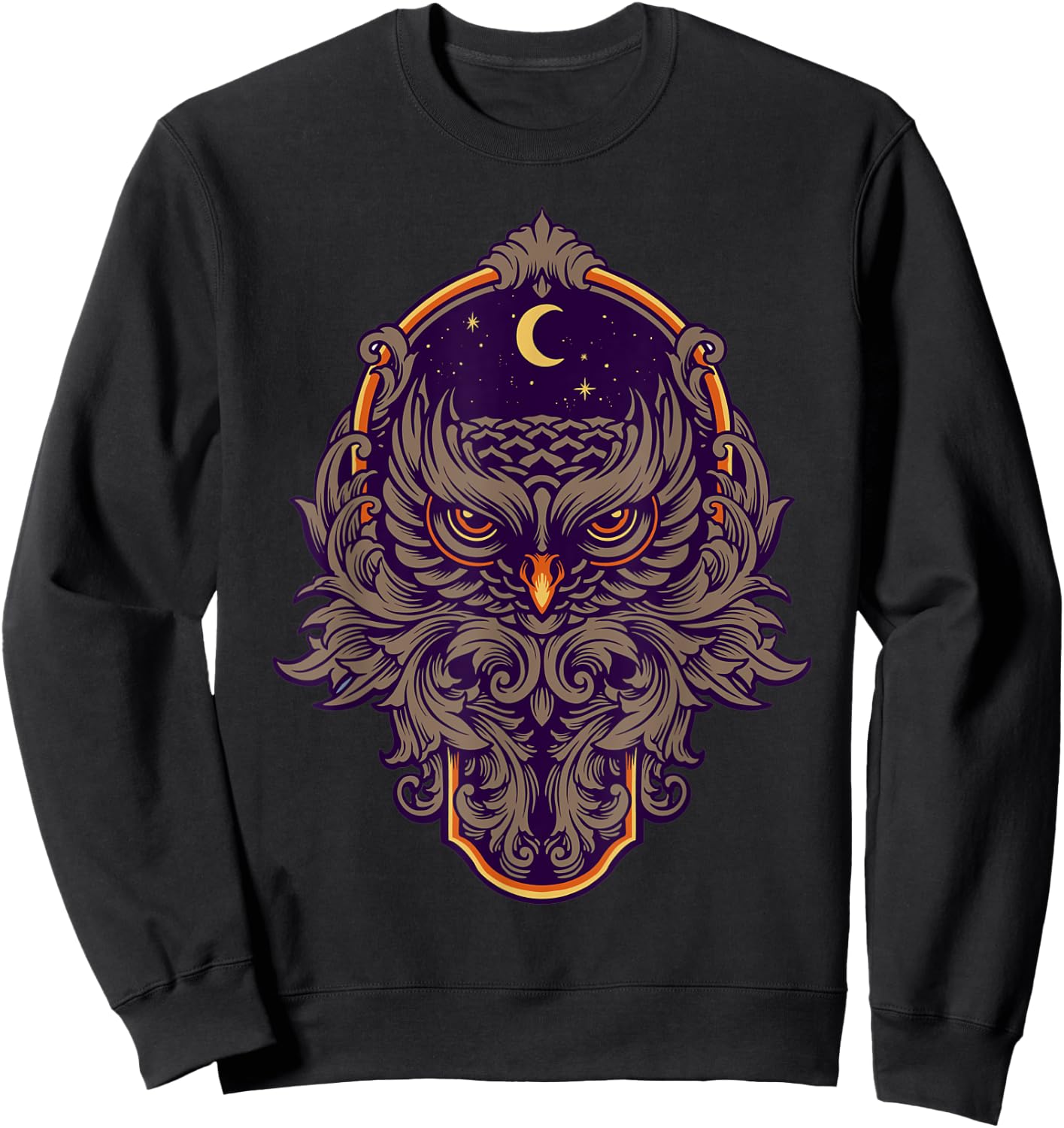 Warrior Owl Frame Ornaments Sweatshirt - Sweatshirt | Black