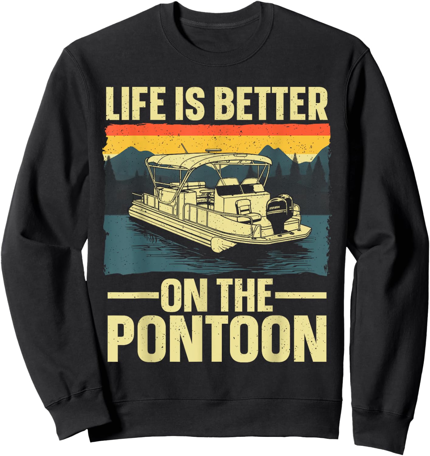 Funny Pontoon Boat Art Women Boating Pontoon Captain Sweatshirt - Sweatshirt | Black