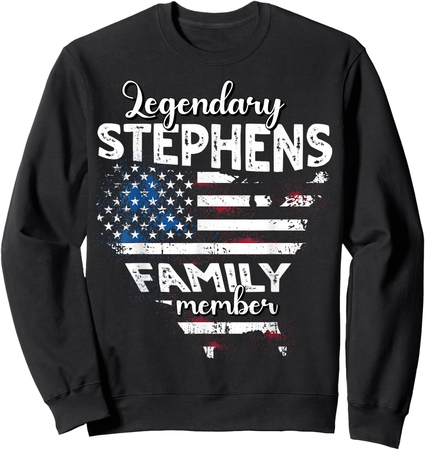 Surname Stephens US Flag Stephens Last Name Stephens Sweatshirt - Sweatshirt | Black