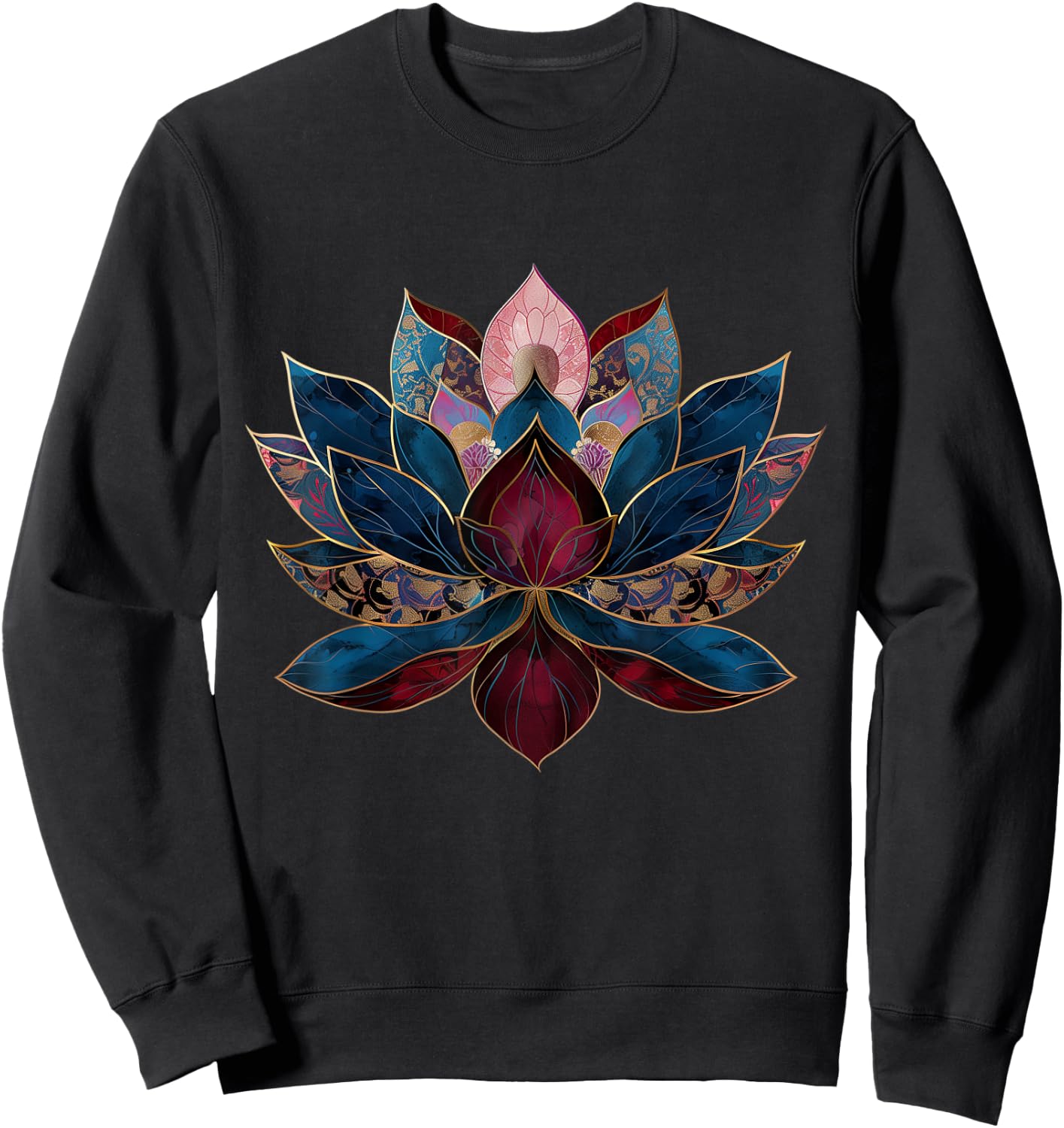 Lotus Flower Vintage Japanese Zen Buddhist Buddhism Yoga Sweatshirt - Sweatshirt | Black