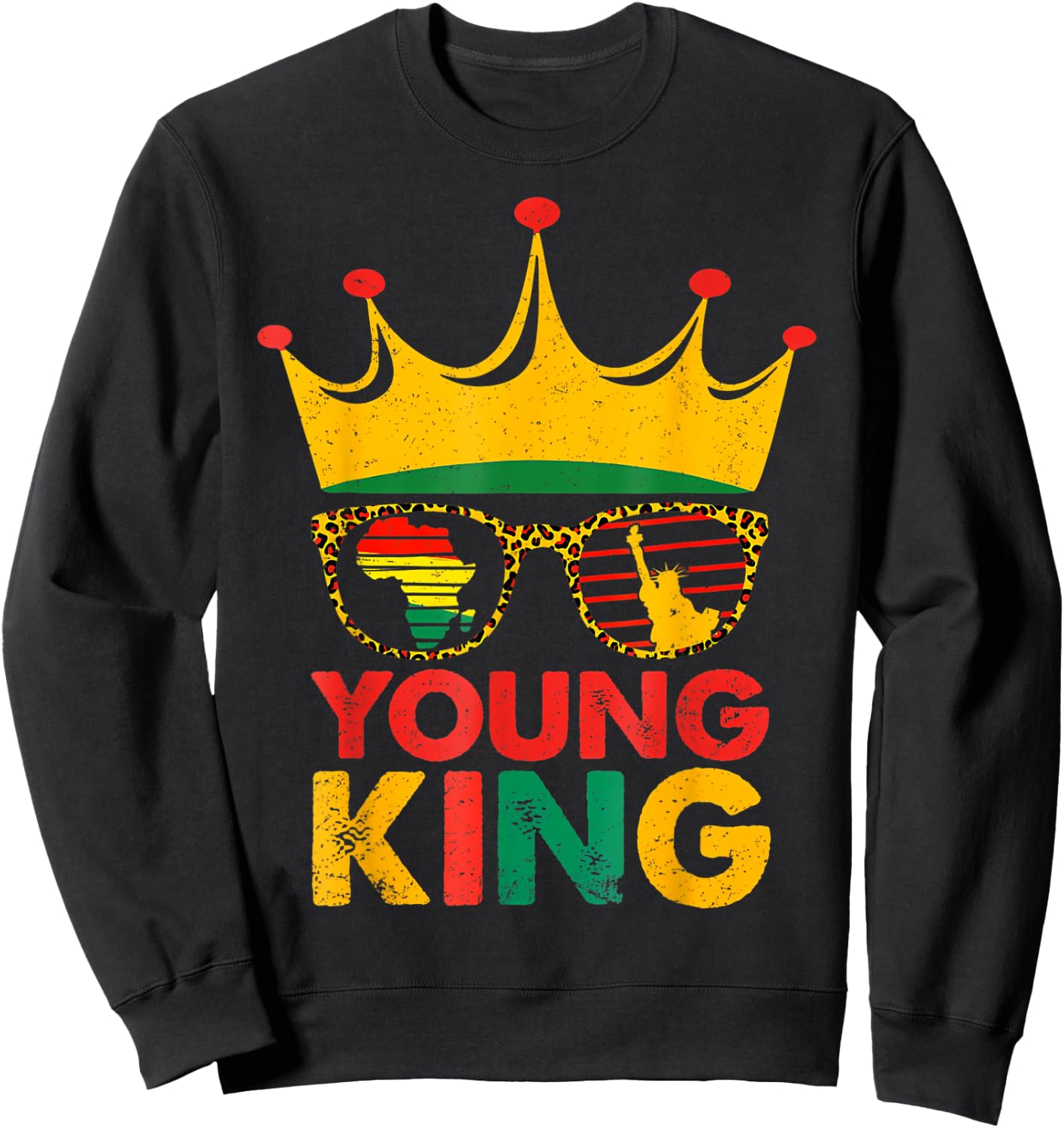 Young King Crown African American Kids Boys 1865 Juneteenth Sweatshirt - Sweatshirt | Black