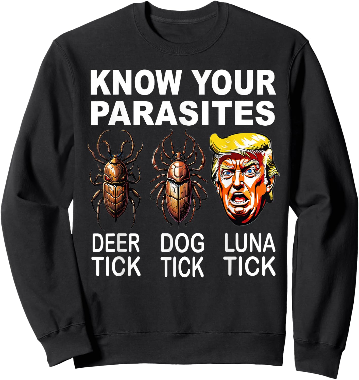 Know Your Parasites Anti-Trump Funny Luna Tick Democrat Sweatshirt - Sweatshirt | Black