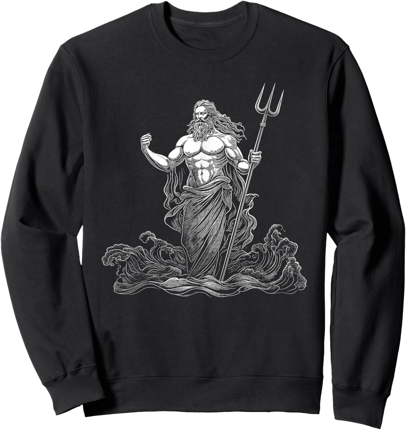 Poseidon Greek Mythology Design Sweatshirt - Sweatshirt | Black