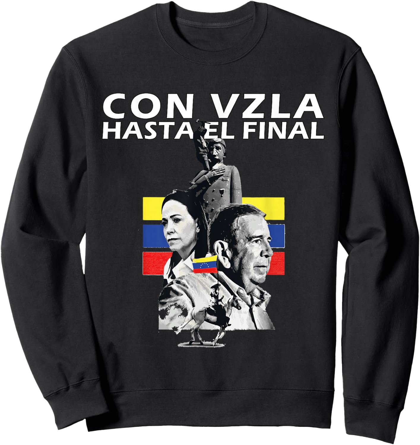 Con Venezuela Hasta el Final Maria Corina Machado Edmundo Sweatshirt - Sweatshirt | Black