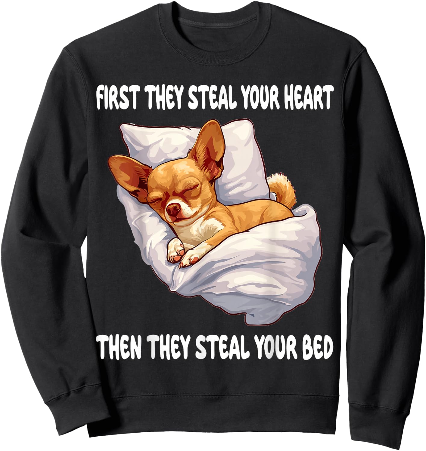 Chihuahua Chiwawa Sleeping Pajamas Nightgown Sweatshirt - Sweatshirt | Black