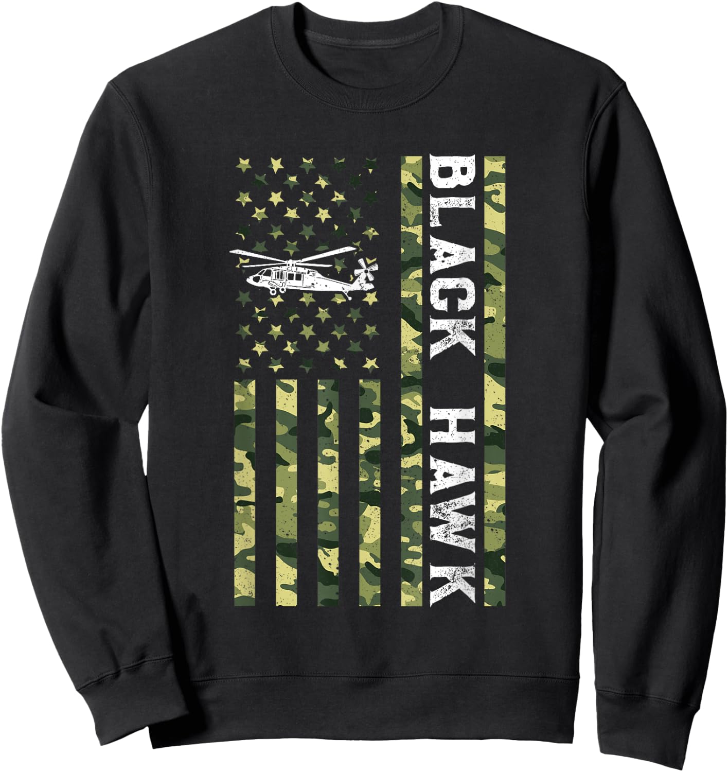 Patriotic USA Flag Military Helicopter UH-60 Black Hawk Sweatshirt - Sweatshirt | Black