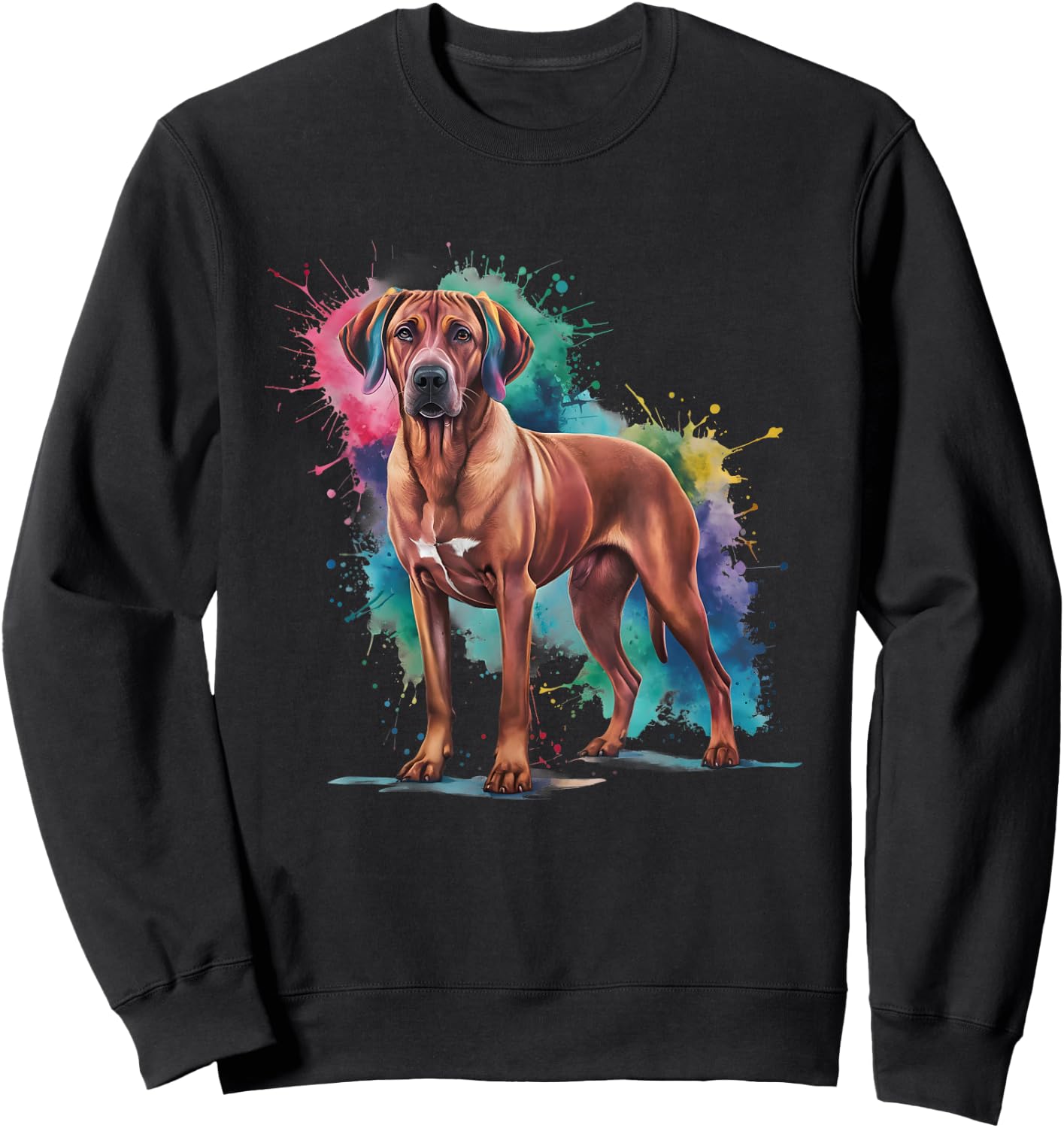 Men Woman Colorful Watercolor Rhodesian Ridgeback Sweatshirt - Sweatshirt | Black