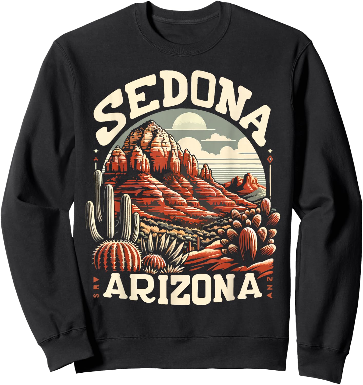 Sedona Arizona Nature Hiking Outdoor Mountain Retro Vintage Sweatshirt - Sweatshirt | Black