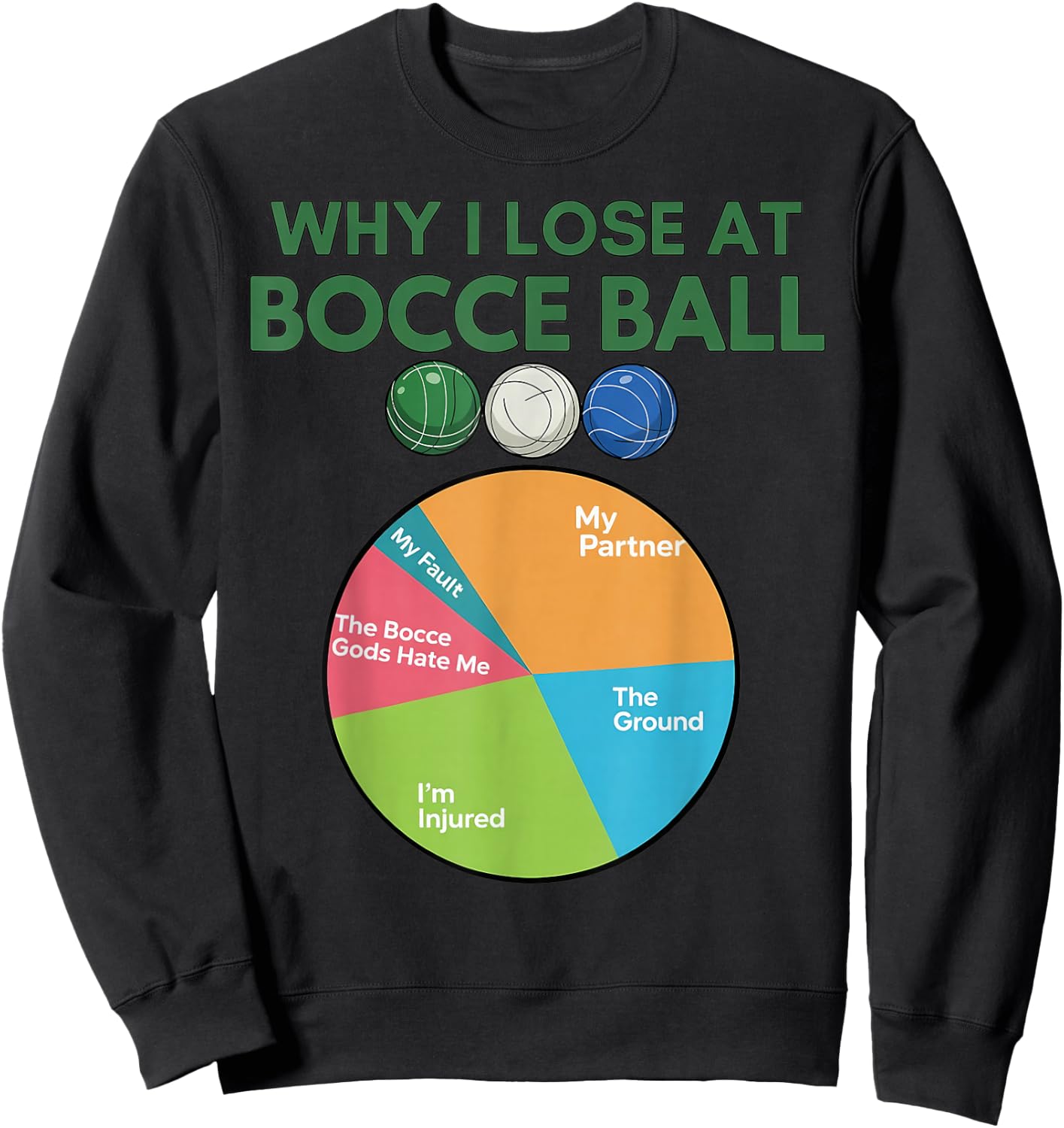 Why I Lose Italian Bocce Player Boccia Italy Boules Bocce Sweatshirt - Sweatshirt | Black