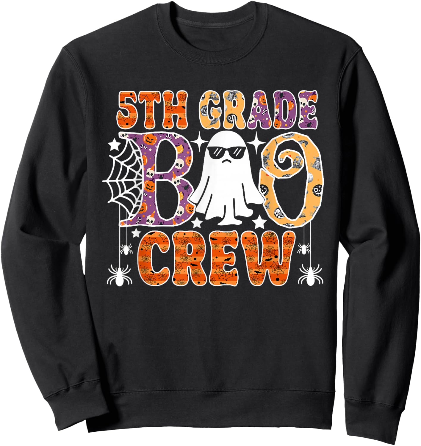 5th Grade Boo Crew Funny Halloween Teachers Students Sweatshirt - Sweatshirt | Black