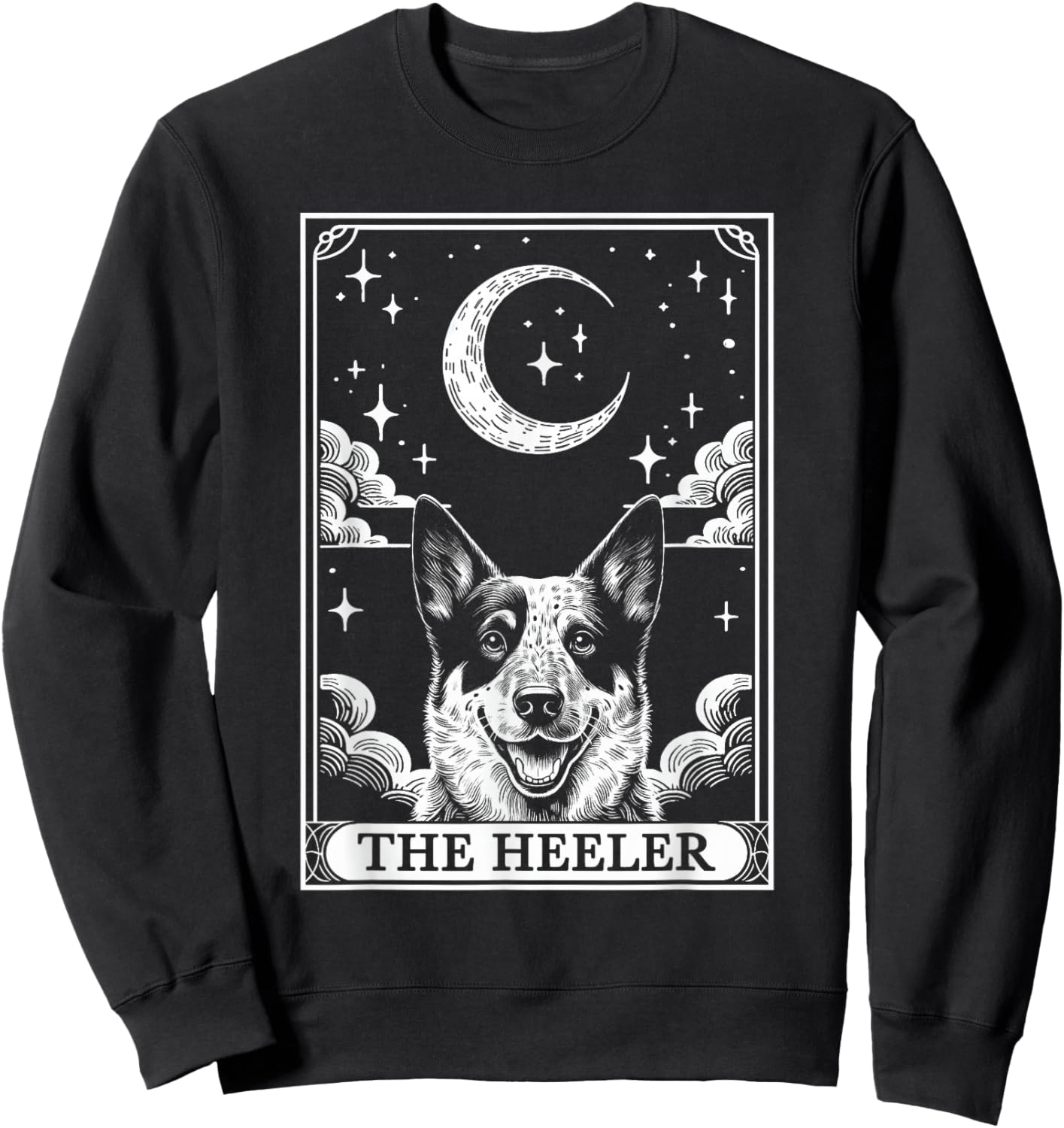 Tarot Card Vintage Crescent Moon Australian Cattle Dog Mom Sweatshirt - Sweatshirt | Black
