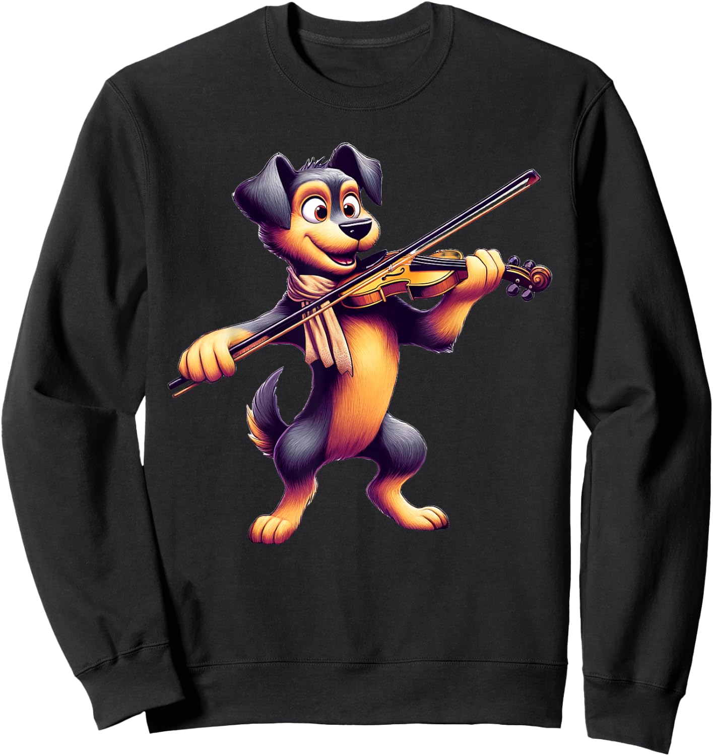 Cute Dog Playing Violin Dogs Musician Music Men Women Kids Sweatshirt - Sweatshirt | Black
