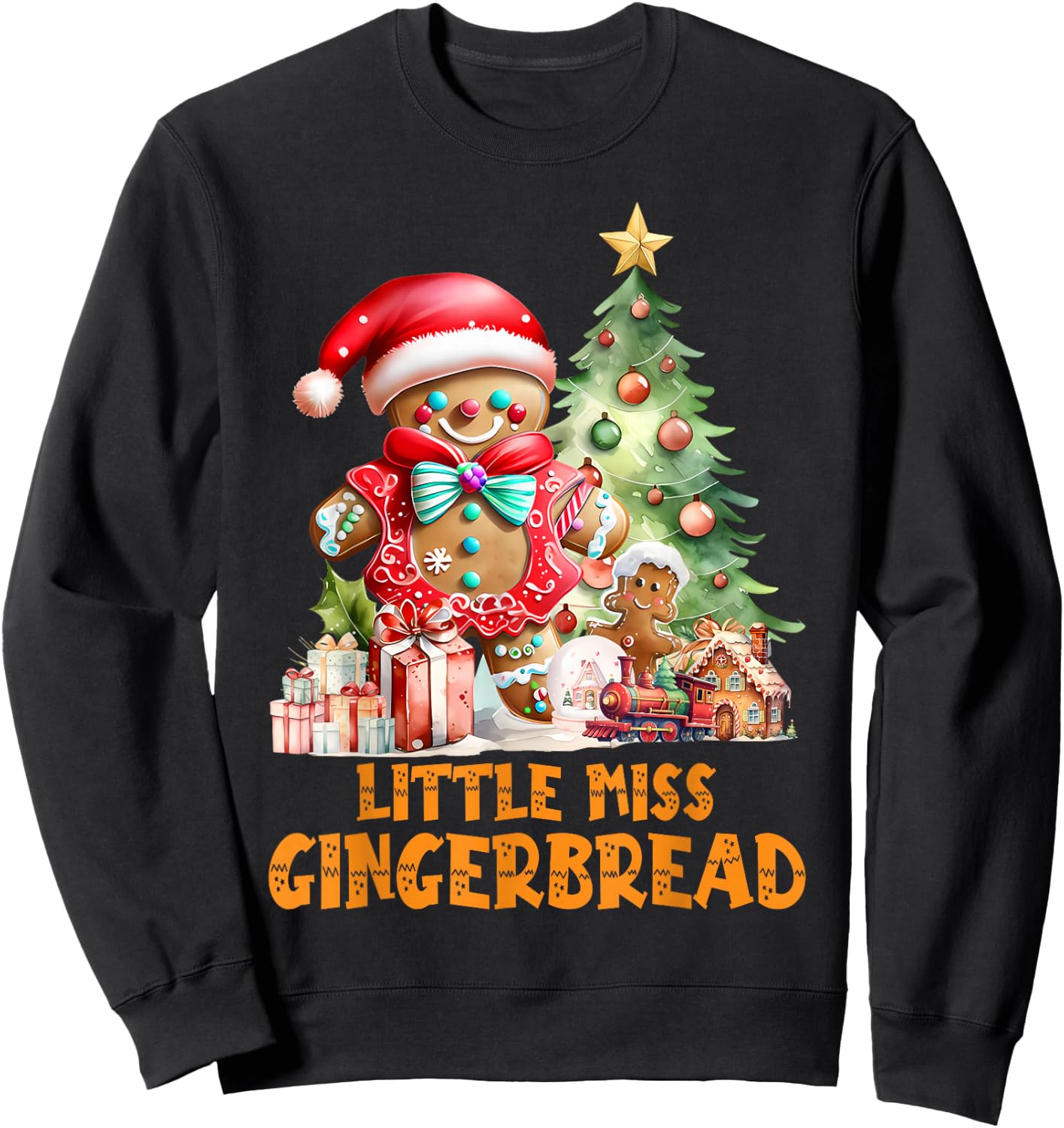 Little Miss Cookies Gingerbread Christmas Toddler Kids Girl Sweatshirt - Sweatshirt | Black