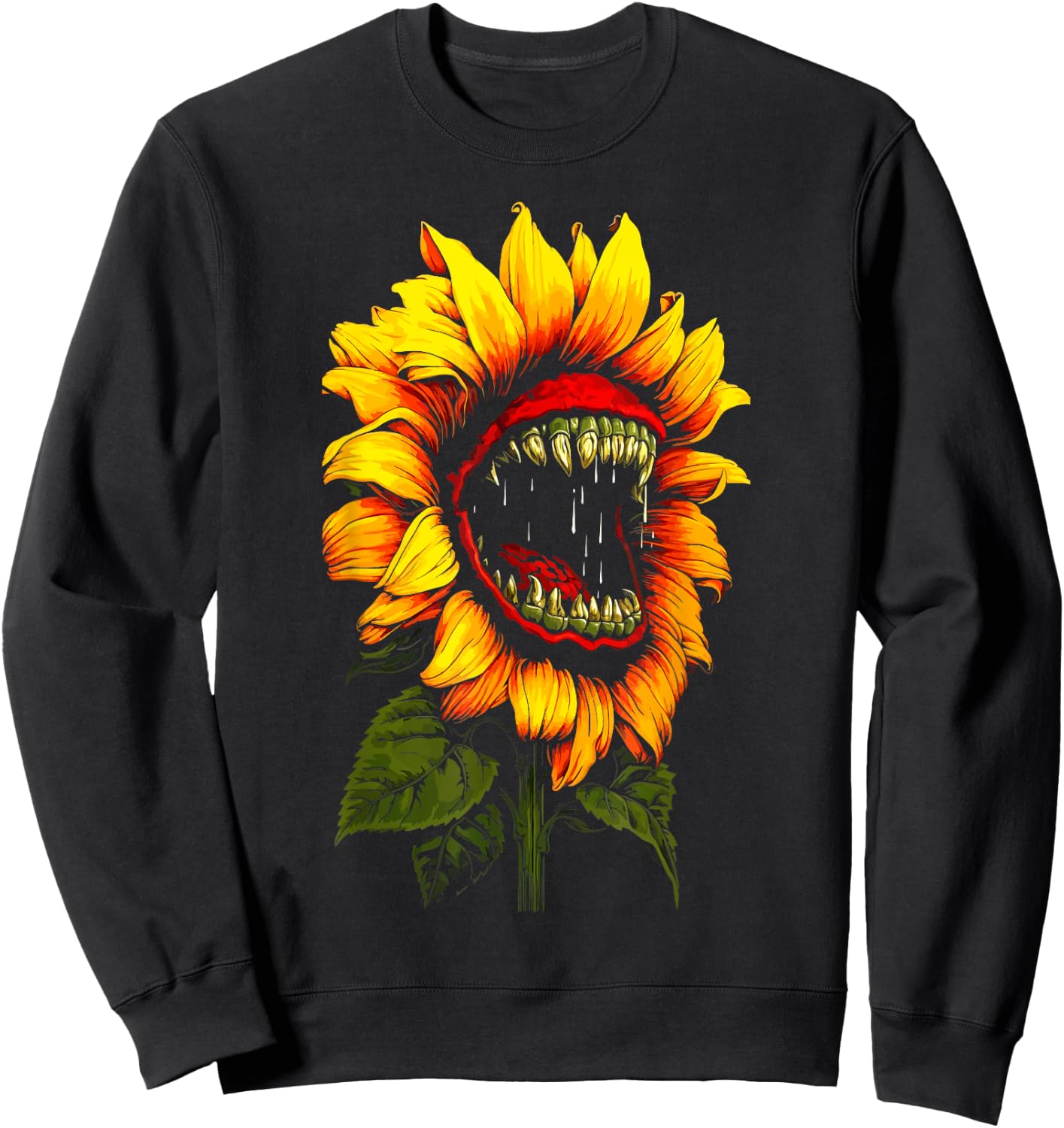 Sunflower Horror Sinister Sunflower Funny Humor Flower Sweatshirt - Sweatshirt | Black