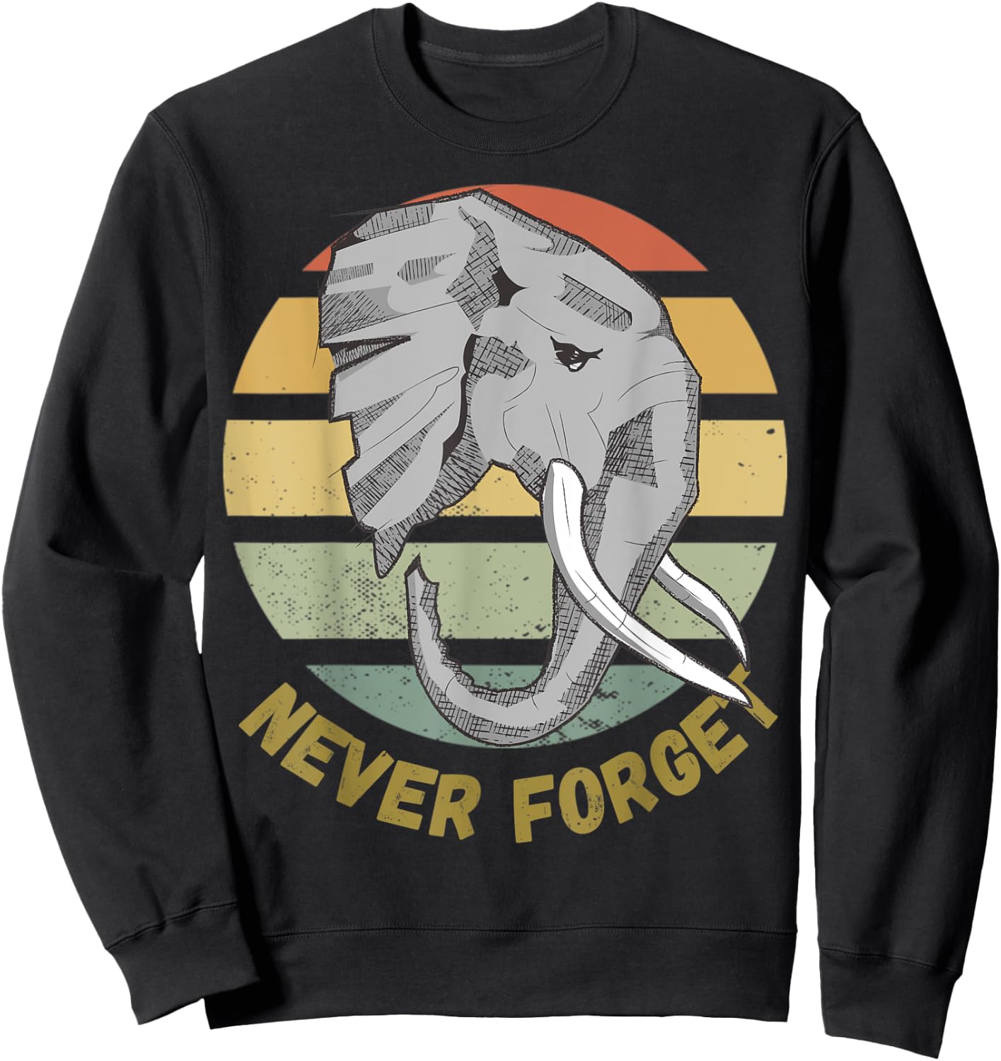 Vintage Never Forget Elephant Safari Gift African Wildlife Sweatshirt - Sweatshirt | Black