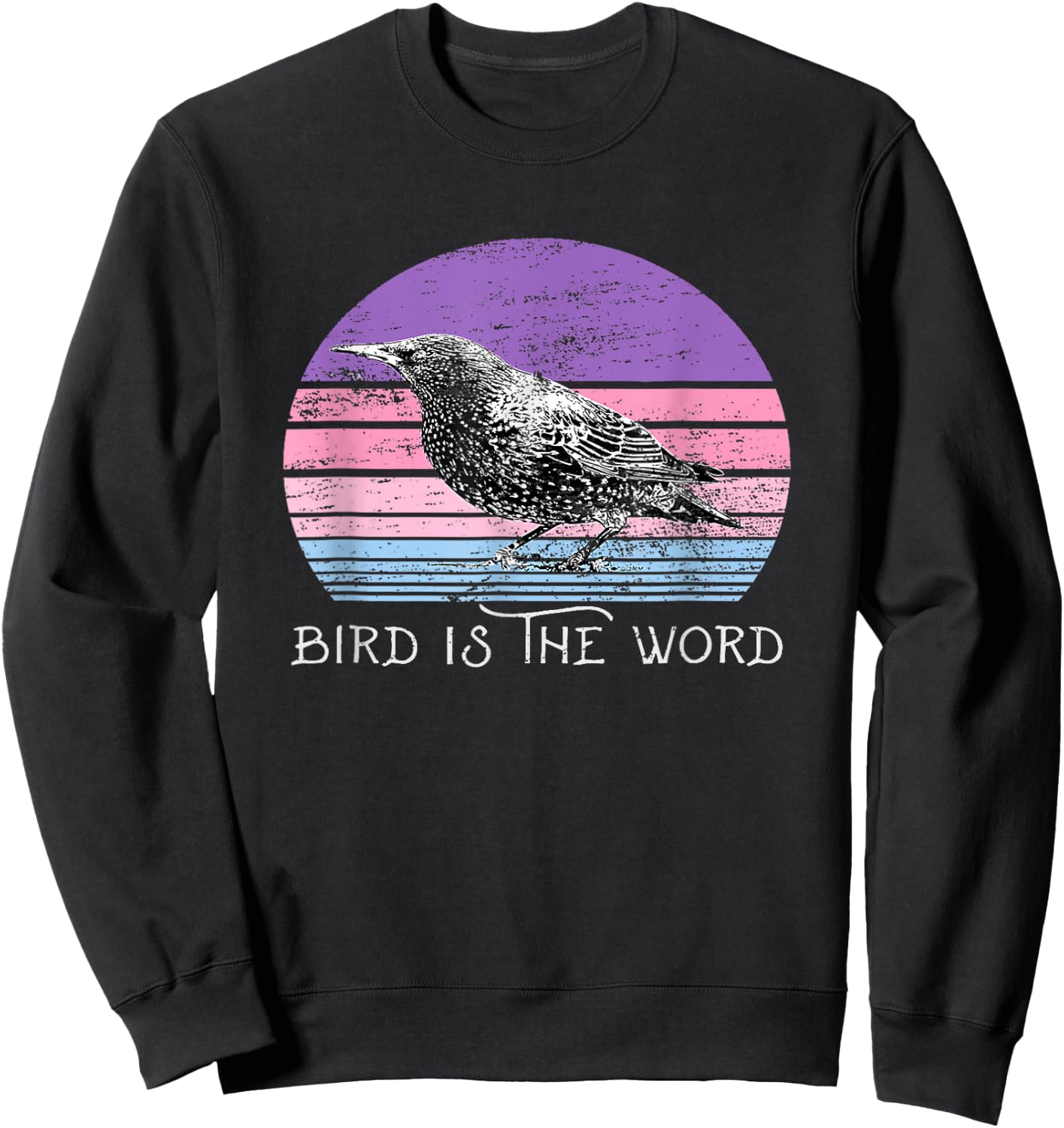 Vintage-Bird-is-The-Word- -Women's-Men's-Animal-Lover Sweatshirt - Sweatshirt | Black