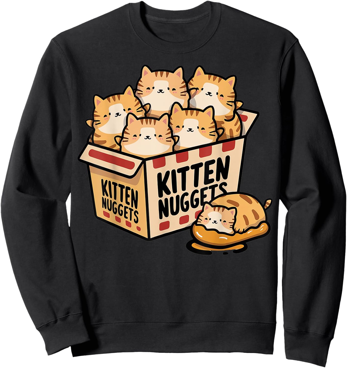 Kitten Chicken Nuggets Gifts For Cat Mom Cat Dad Cat Lover Sweatshirt - Sweatshirt | Black