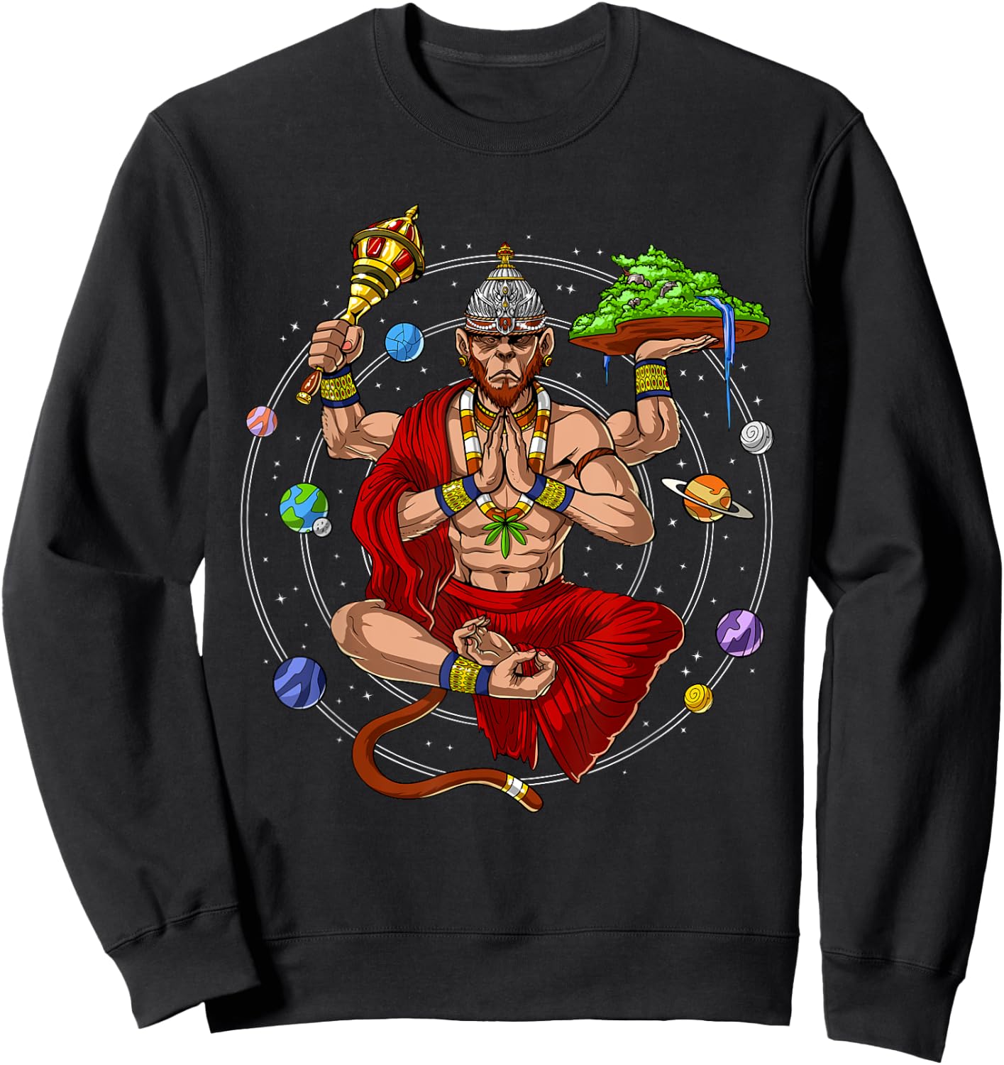 Hanuman Hindu God Monkey Yoga Meditation Hinduism Mythology Sweatshirt - Sweatshirt | Black