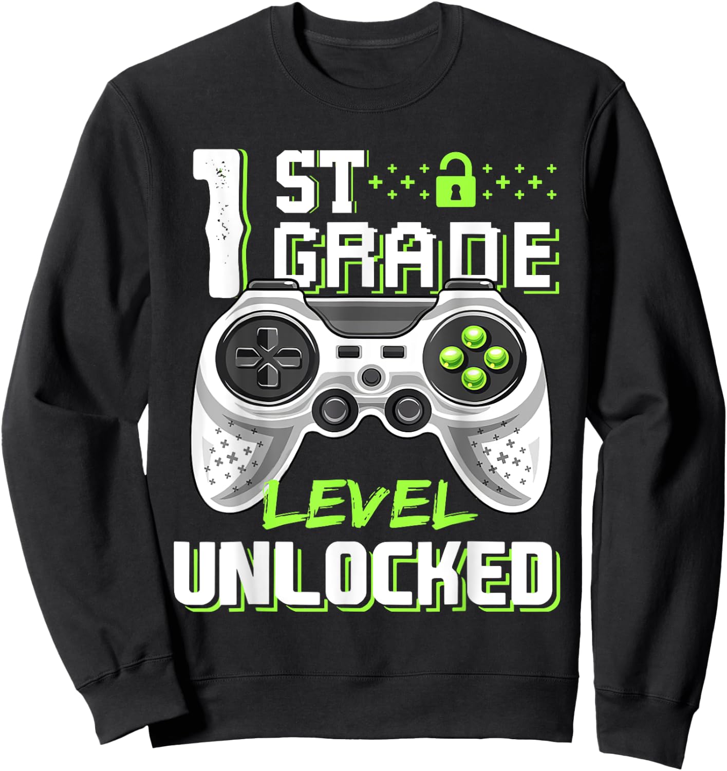 1st Grade Level Unlocked Gamer First Day Of School Boys Sweatshirt - Sweatshirt | Black