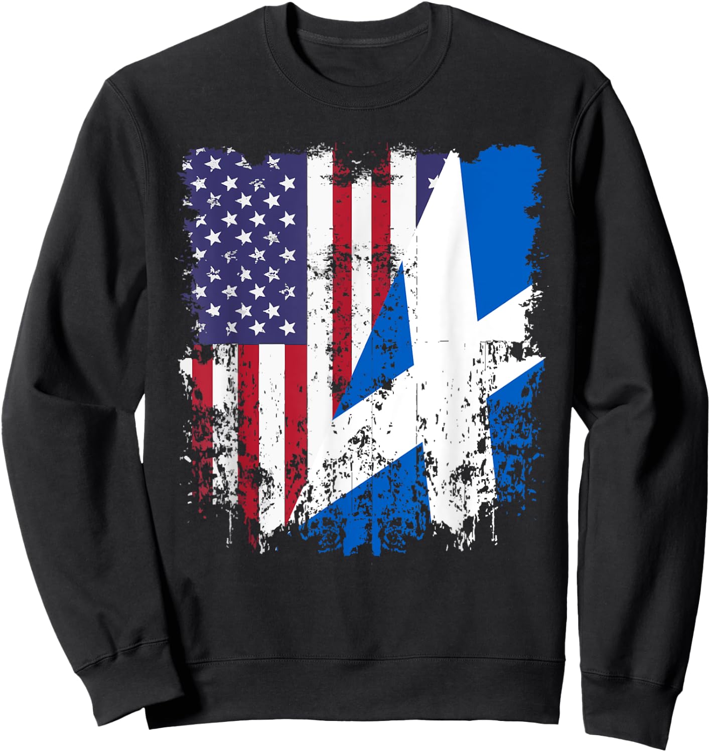 Scottish Roots Half American Flag Scotland Flag Girls Kids Men Sweatshirt - Sweatshirt | Black