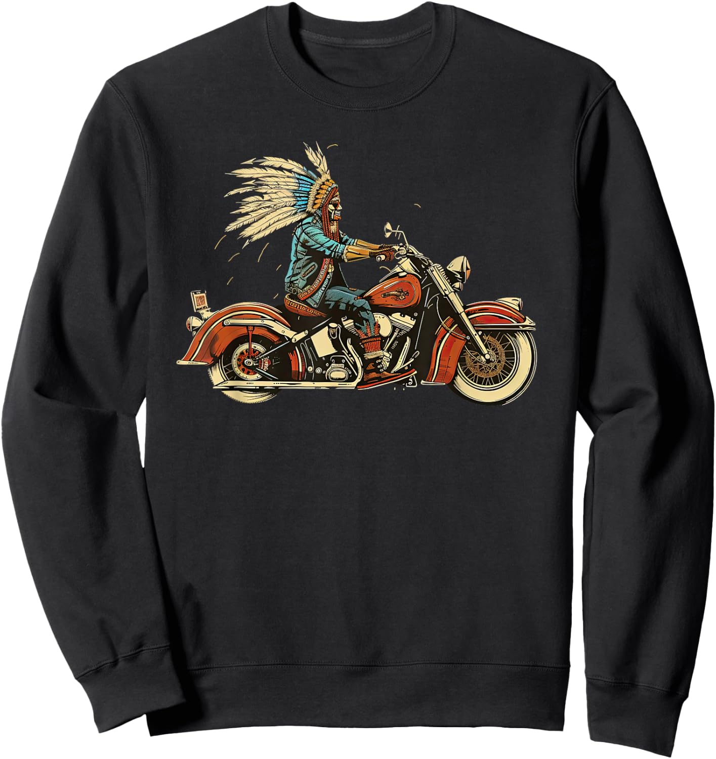 Native American Motorcycle Indian Bikers old classic bikes Sweatshirt - Sweatshirt | Black