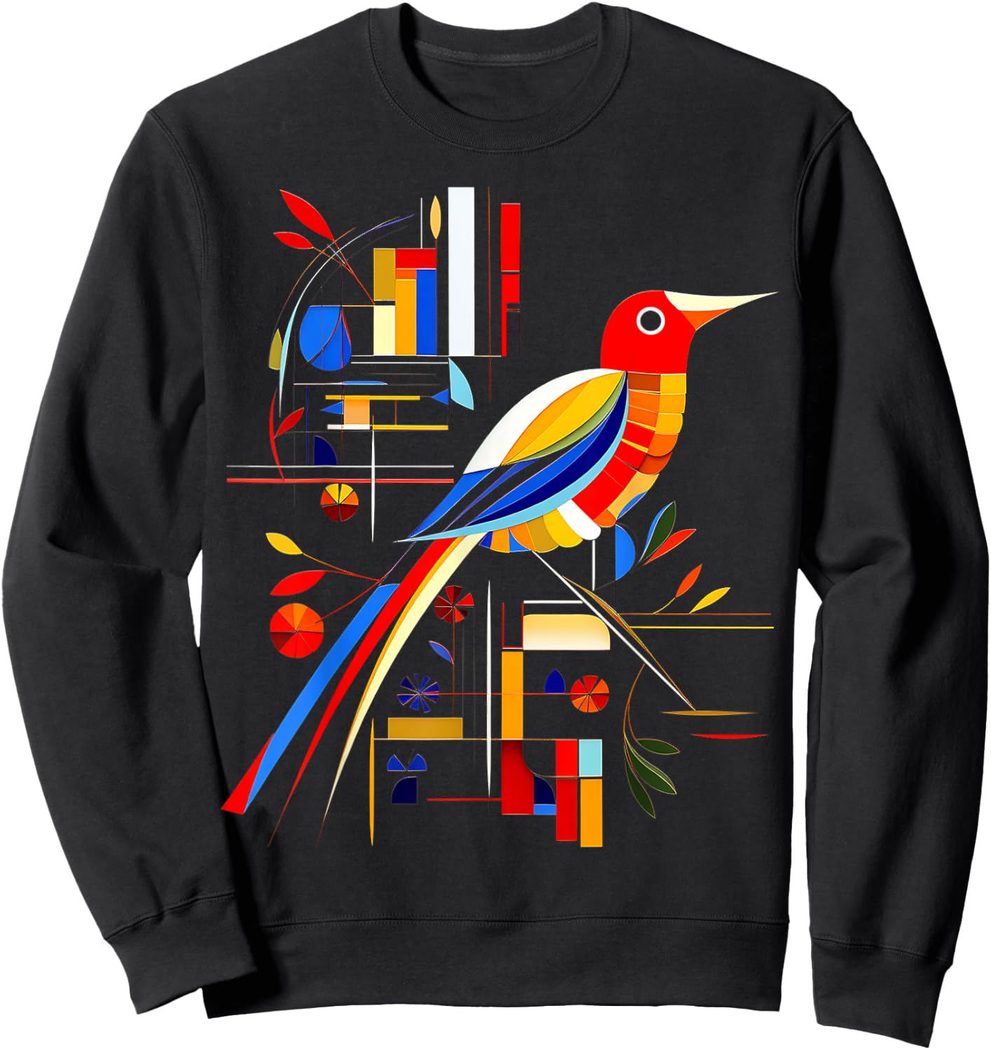 Bird Geometric Animal Zoo Colorful Art Bird Sweatshirt - Sweatshirt | Black