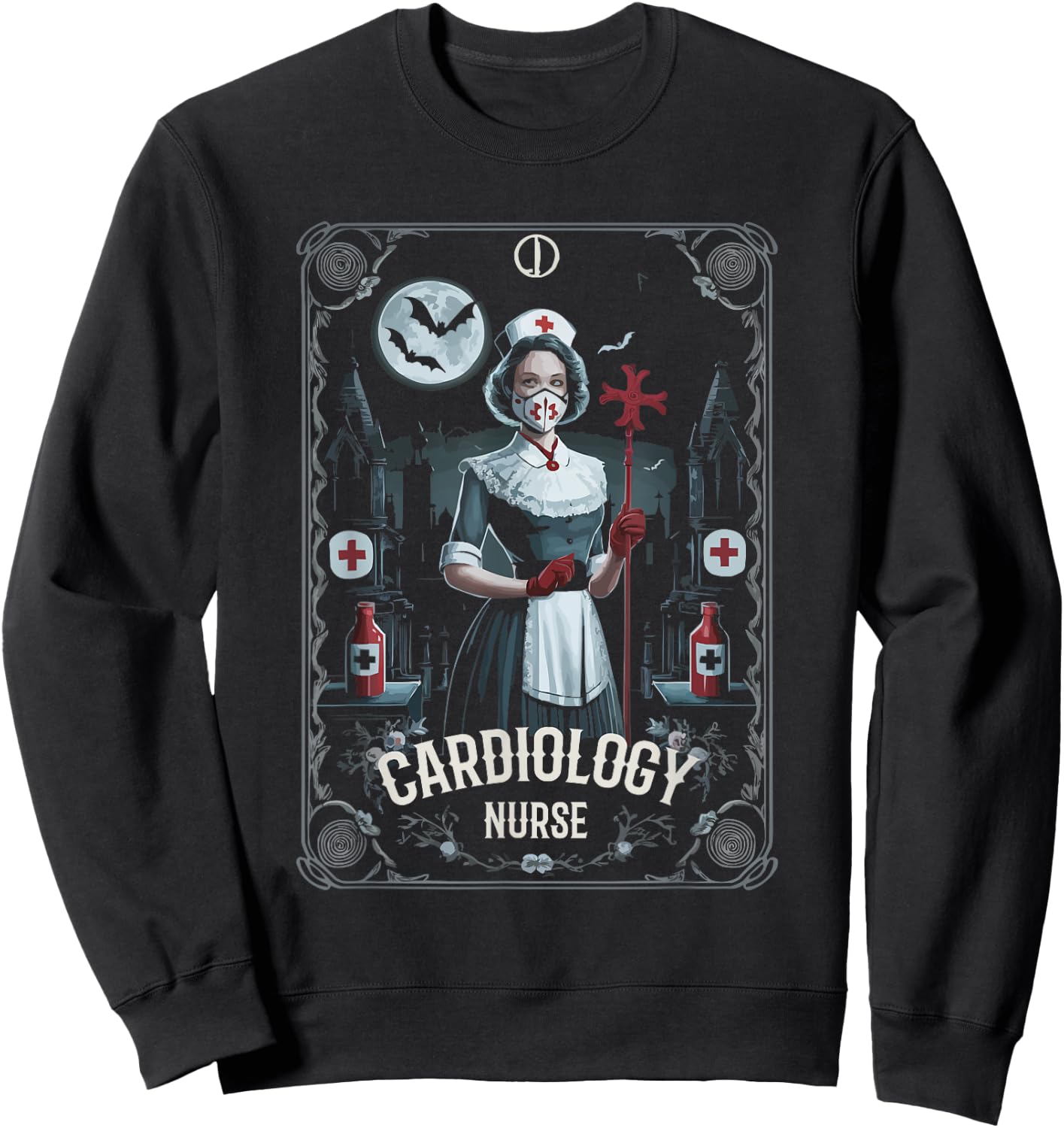 Cardiology Nurse Halloween Spooky Nursing Trick Or Treat Sweatshirt - Sweatshirt | Black