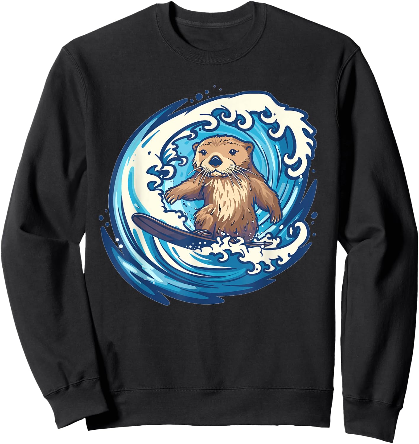 Cute Surfing Sea Otter Sweatshirt - Sweatshirt | Black