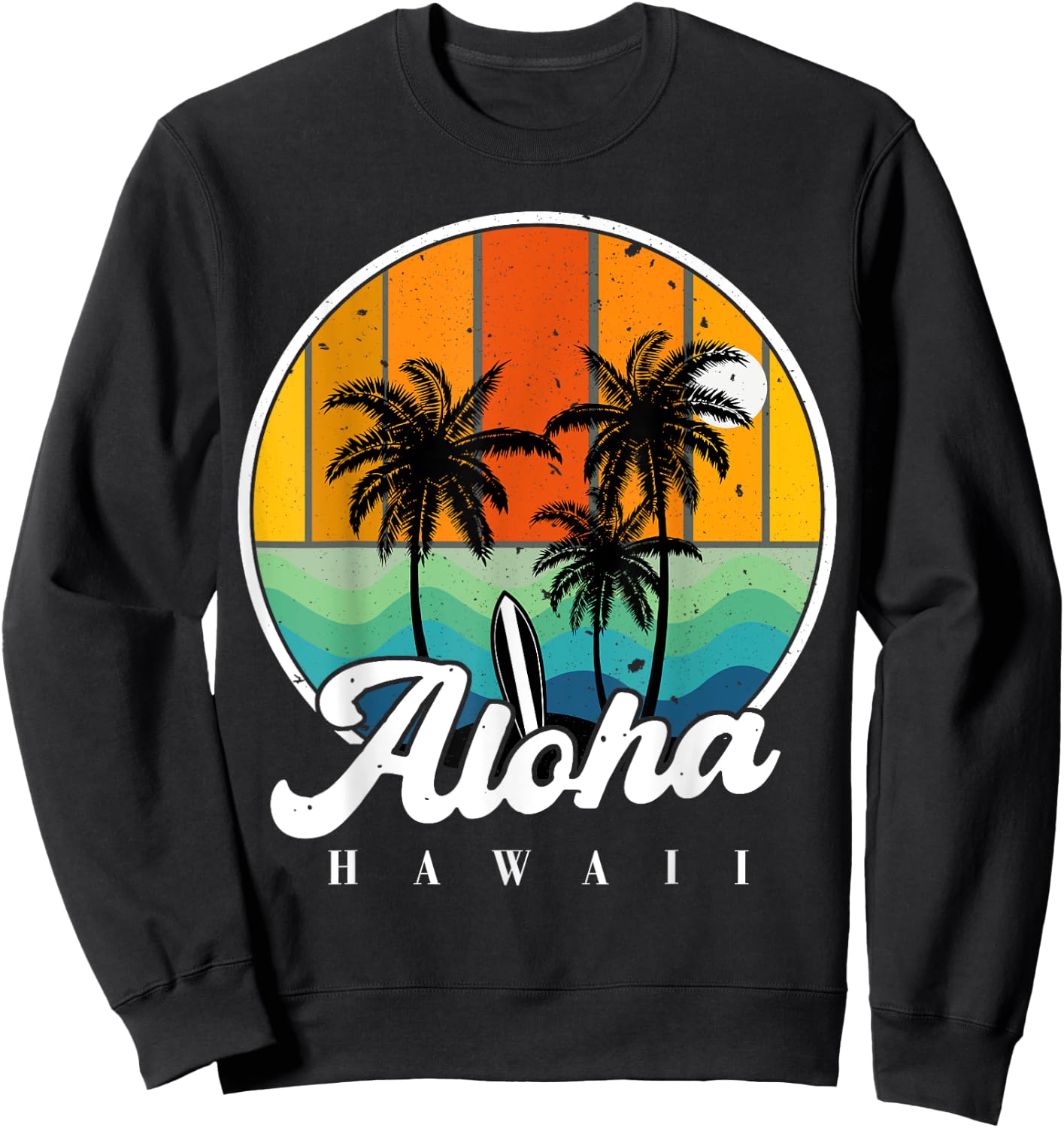 Aloha Hawaii Hawaiian-Shirt Palm Tree Beach Youth Boy Kids Sweatshirt - Sweatshirt | Black
