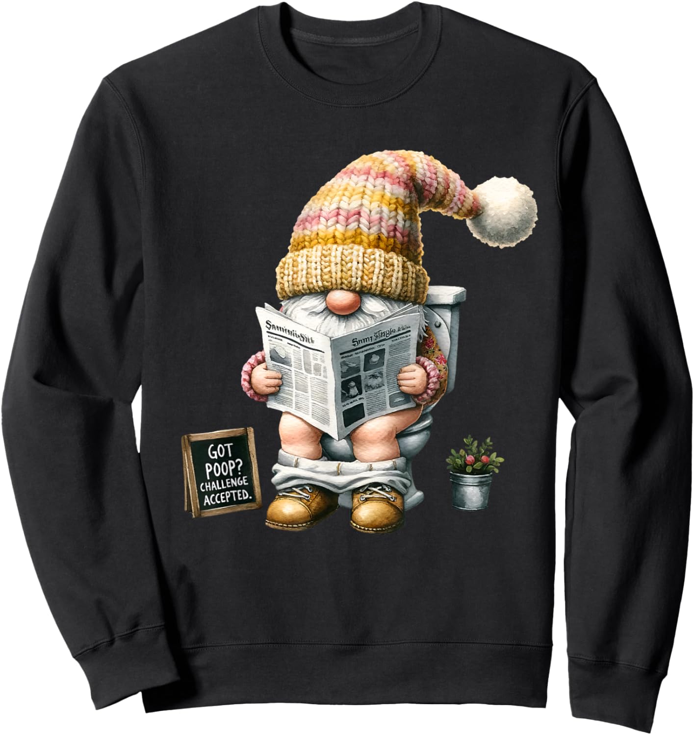Poop Gnome Funny Retirement Gnome Dad Graphic Sweatshirt - Sweatshirt | Black