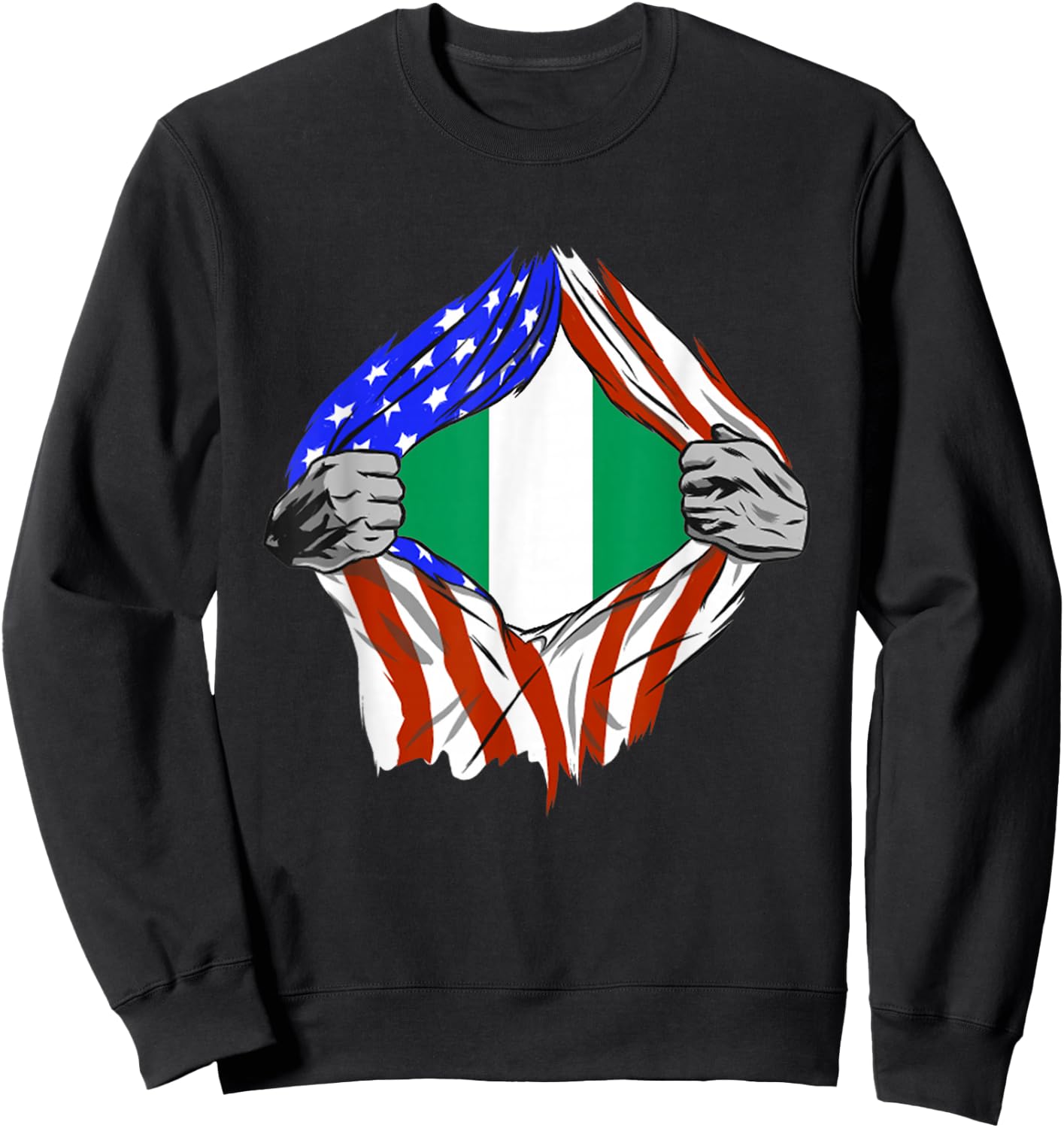 Nigeria America USA Flag Chest Nigerian Roots African Pride Sweatshirt - Sweatshirt | Black