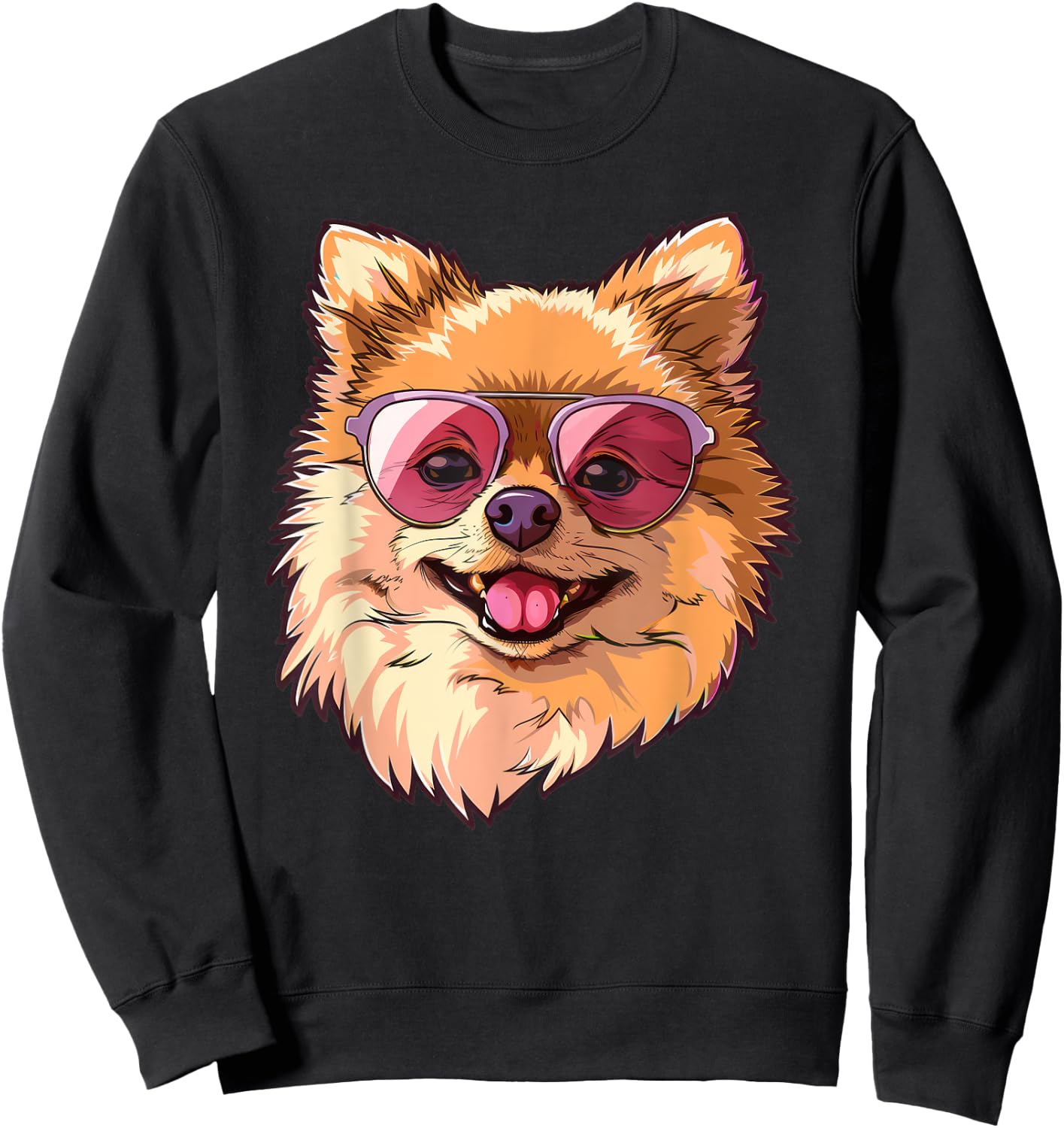Pomeranian Dog Sunglasses Women Kids Sweatshirt - Sweatshirt | Black