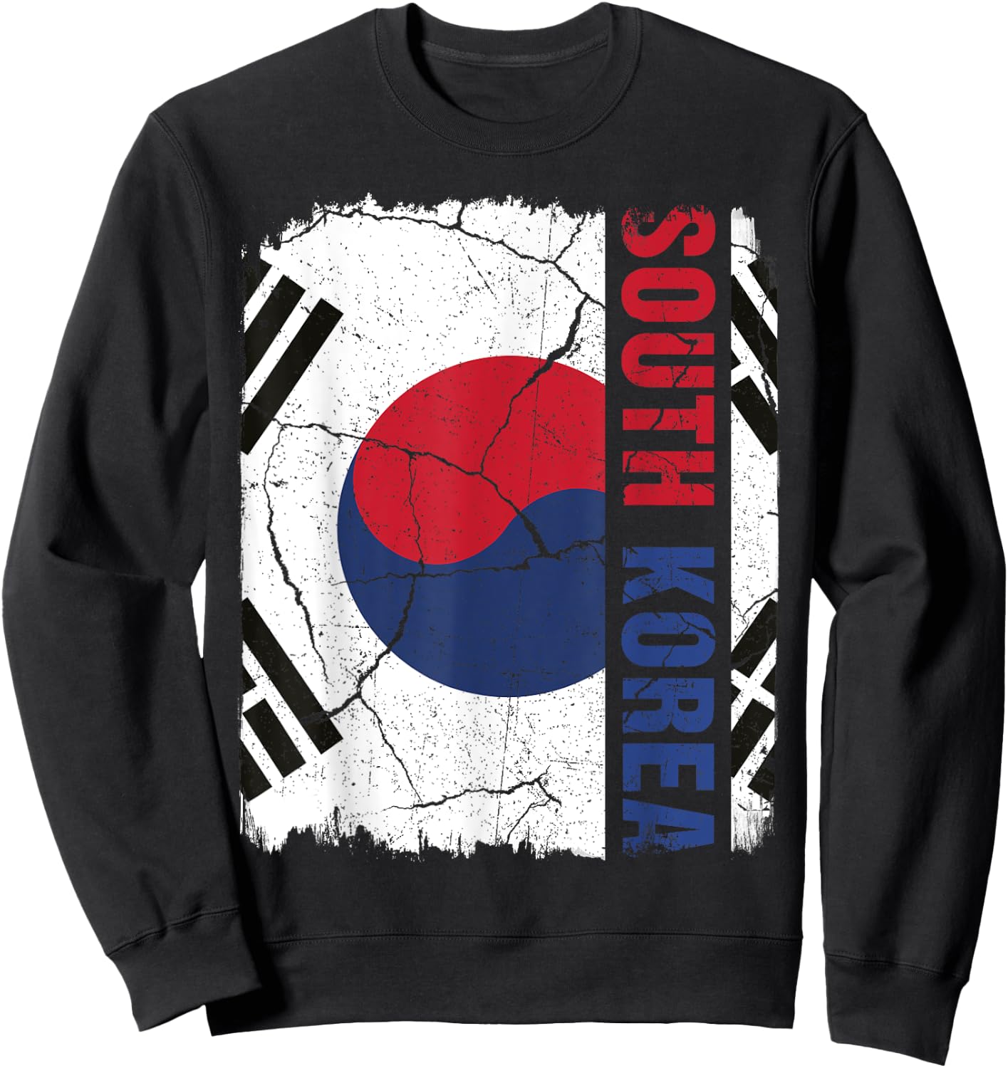 Vintage South Korean Flag South Korea Pride Roots Heritage Sweatshirt - Sweatshirt | Black
