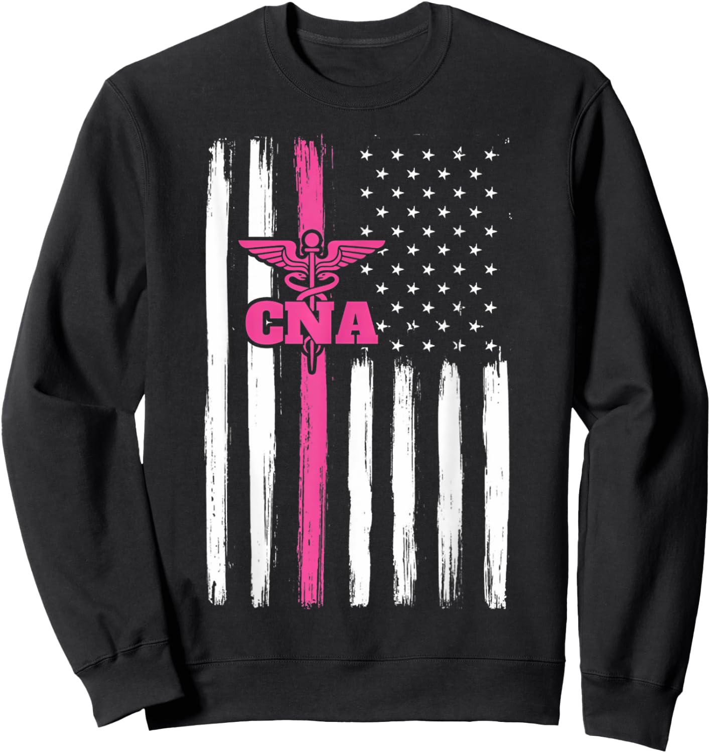 Vintage USA CNA Certified Nurse Assistant American Flag Women Men Sweatshirt - Sweatshirt | Black