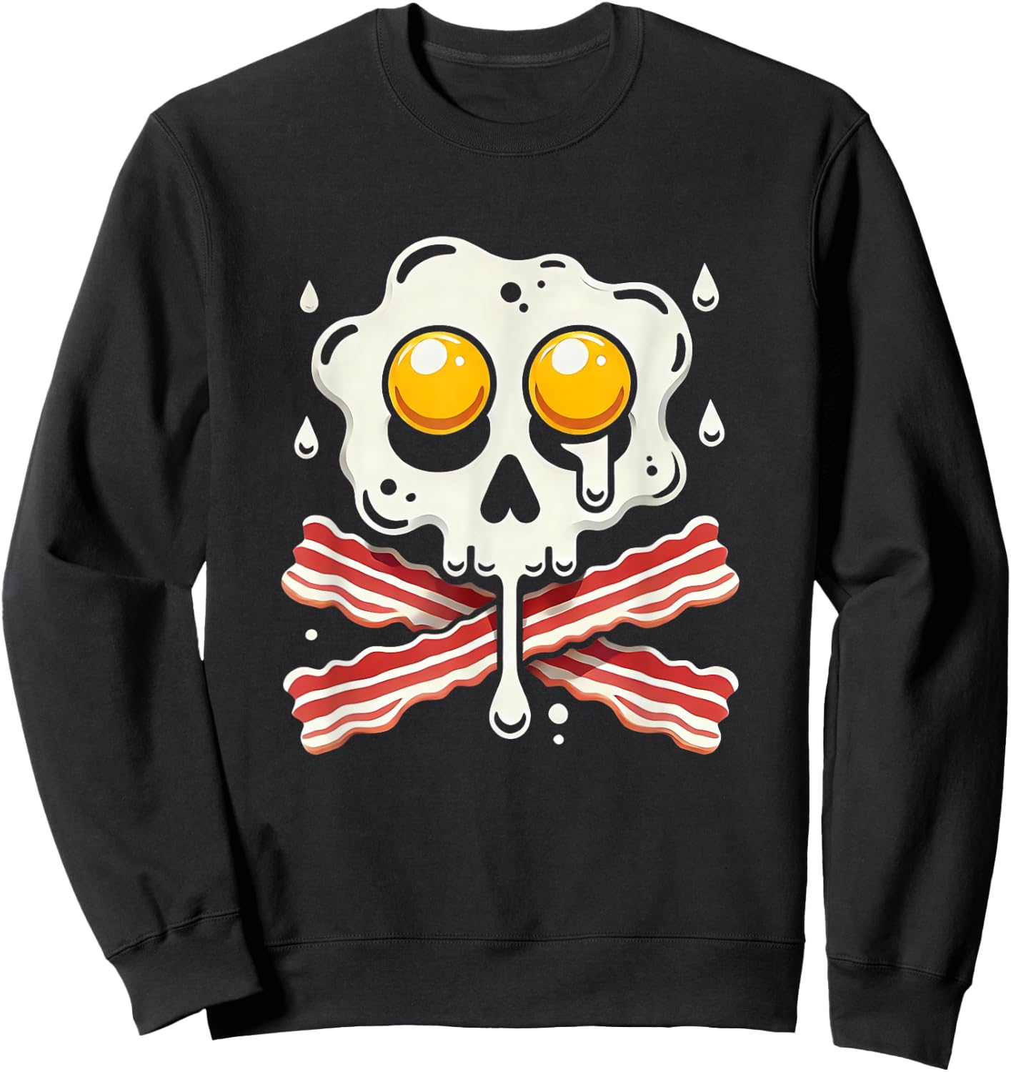 Egg Bacon Skull And Crossbones Food Art Sweatshirt - Sweatshirt | Black