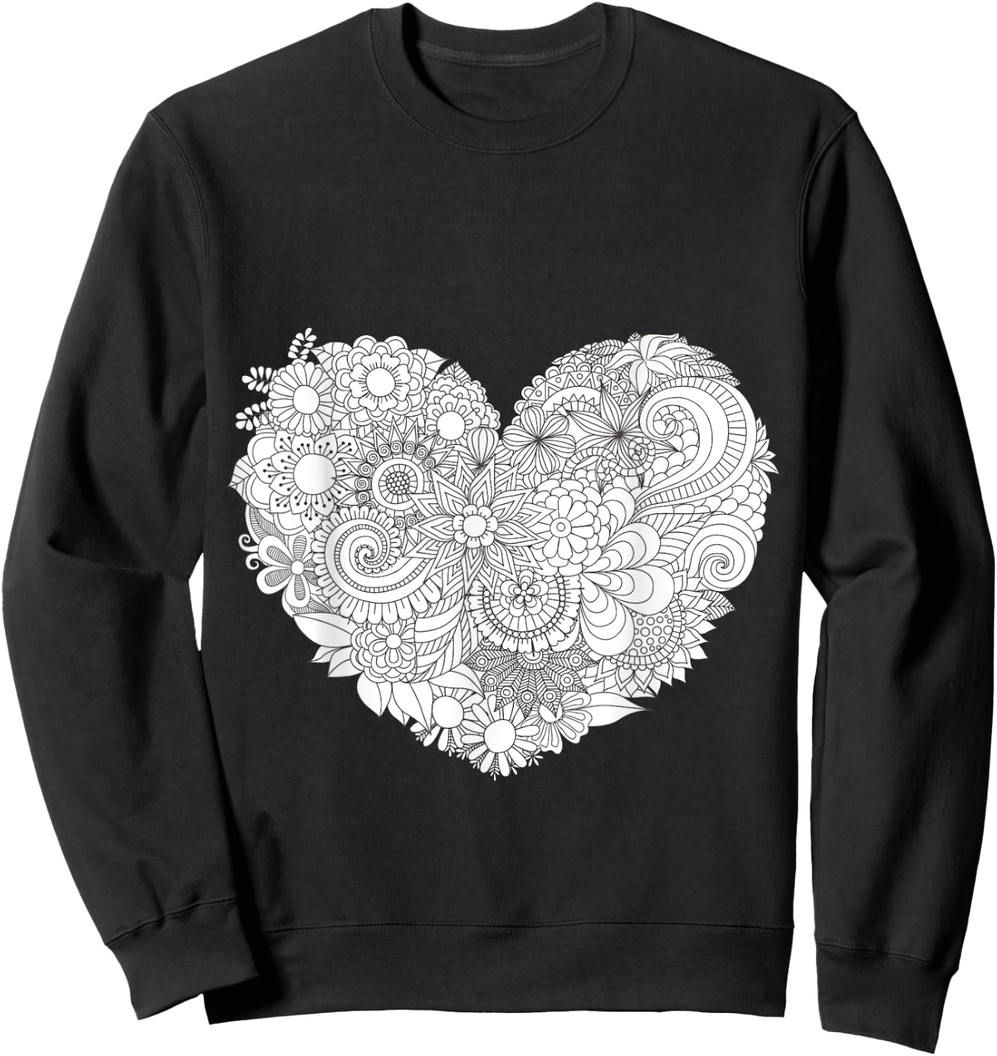 Flower Heart - Color Your Own Colorific Design - White Sweatshirt - Sweatshirt | Black