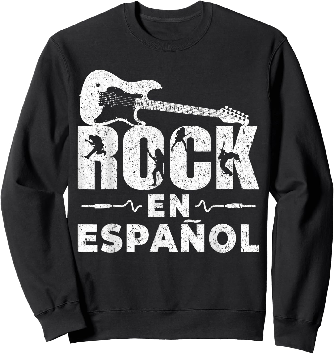 Rock En Español Spanish Music Instrument Electric Guitar Sweatshirt - Sweatshirt | Black