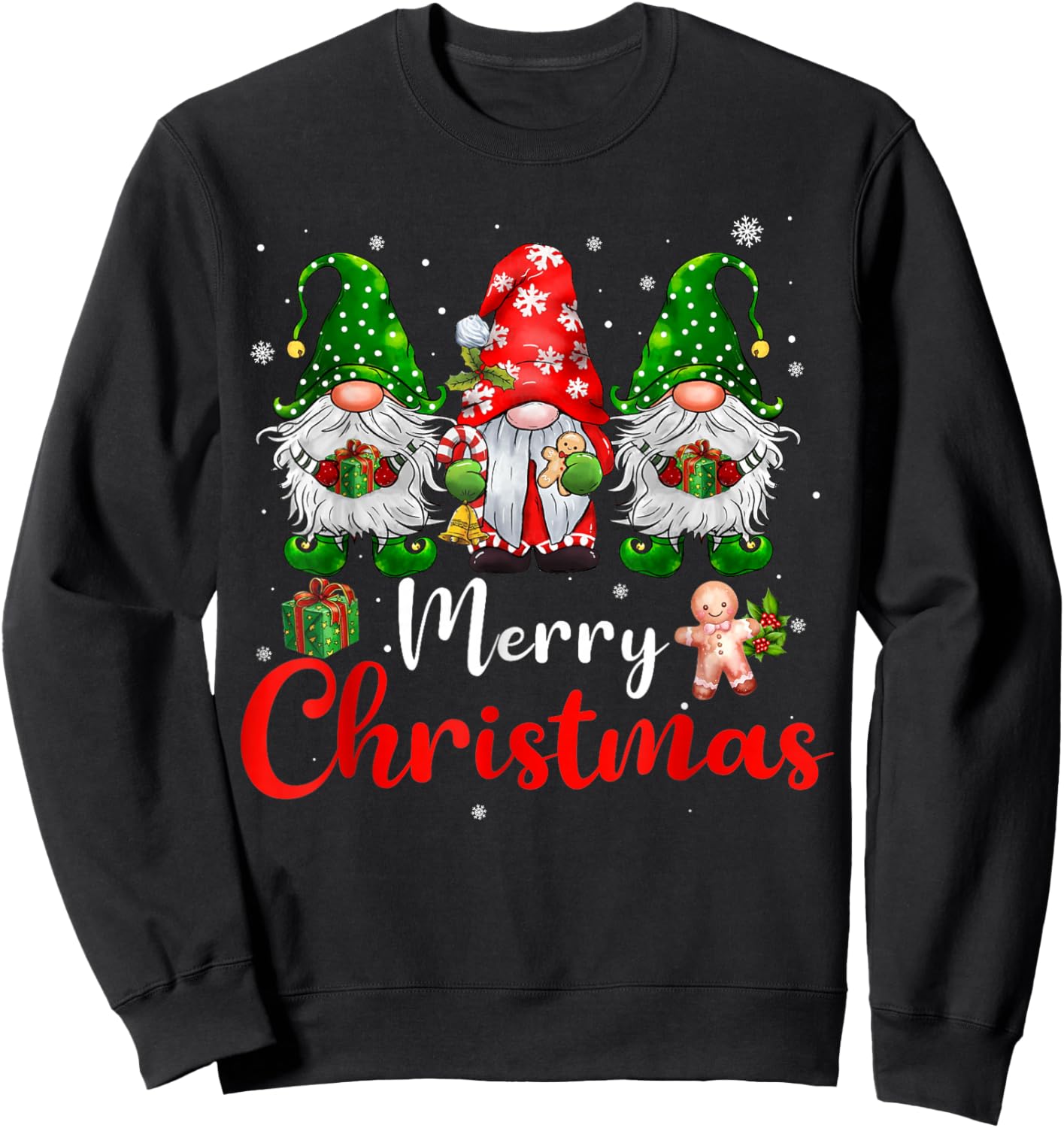 Merry Christmas Gnomes Xmas Family Men Women Sweatshirt - Sweatshirt | Black
