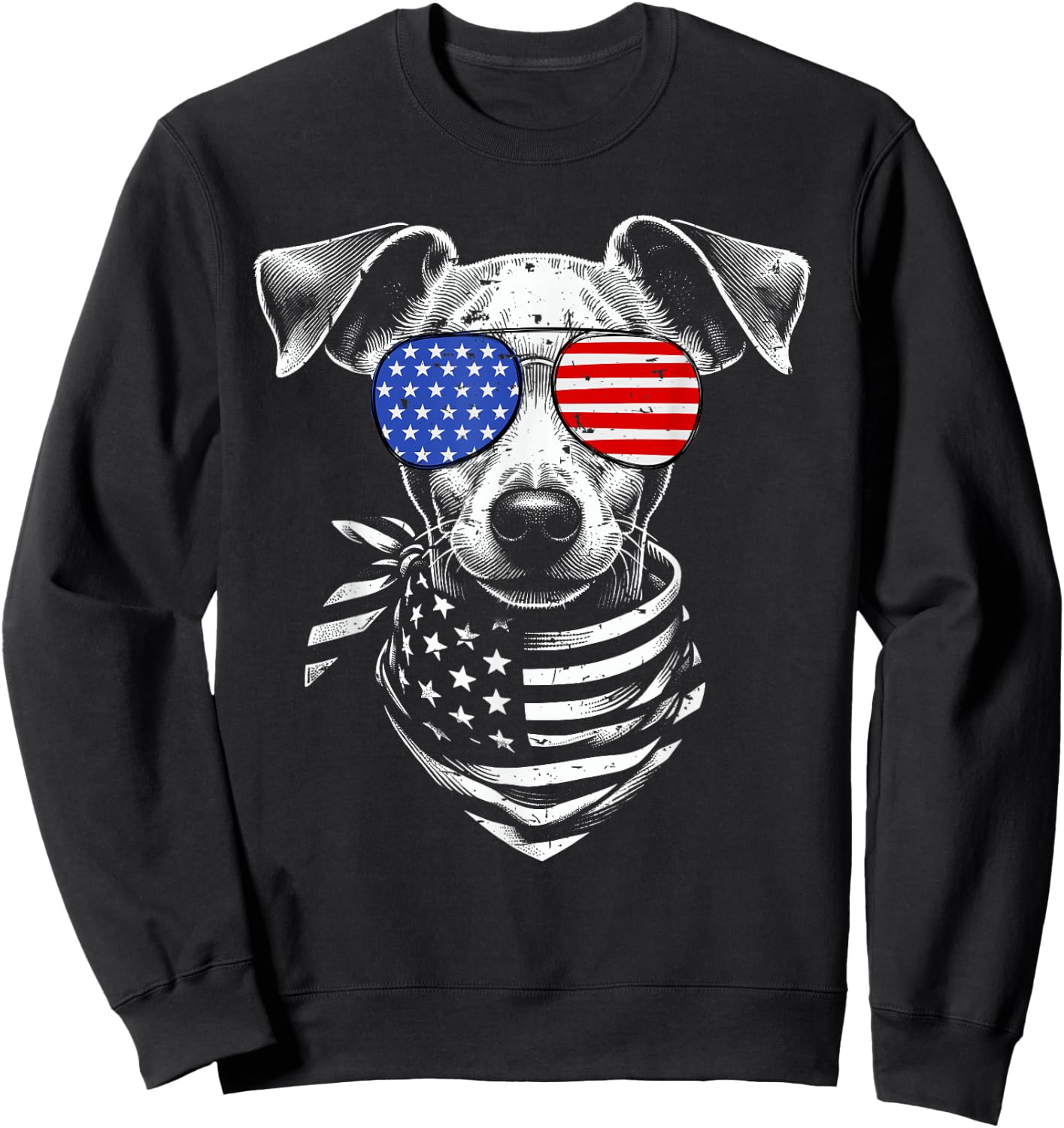 Min Pin Dog Patriotic 4th of July American US Flag Kids Men Sweatshirt - Sweatshirt | Black