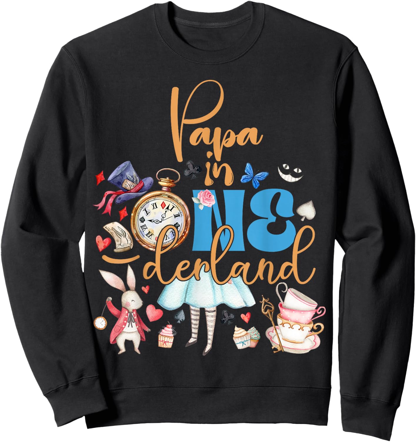 Alice Papa in ONEderland Birthday Family Sweatshirt - Sweatshirt | Black