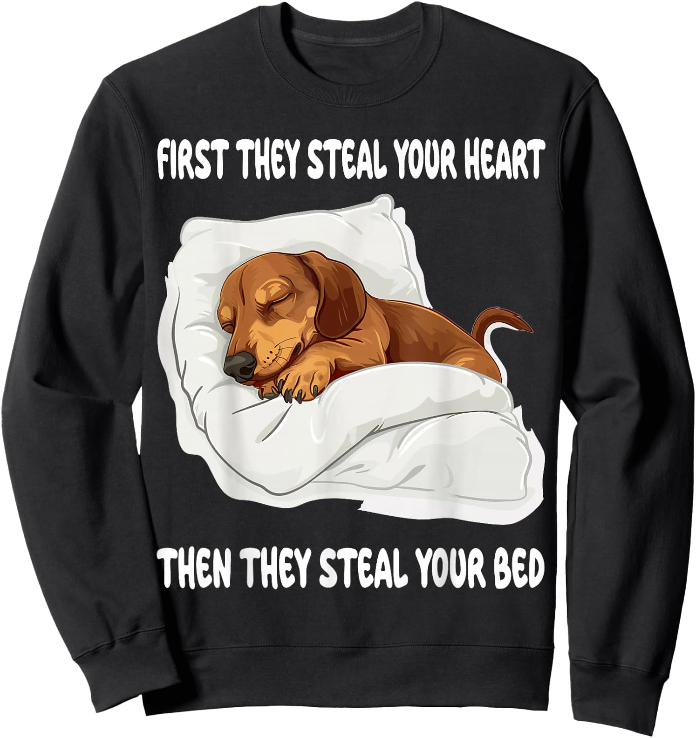 Dachshund Wiener Doxie Sleeping Pajamas Nightgown Sweatshirt - Sweatshirt | Black
