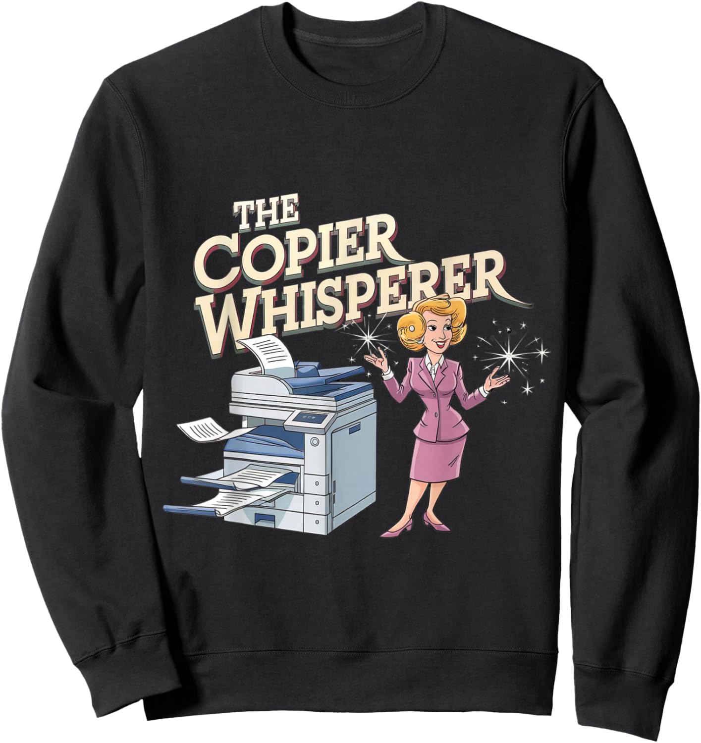 The copier whisperer funny office joke haywire retro cartoon Sweatshirt - Sweatshirt | Black